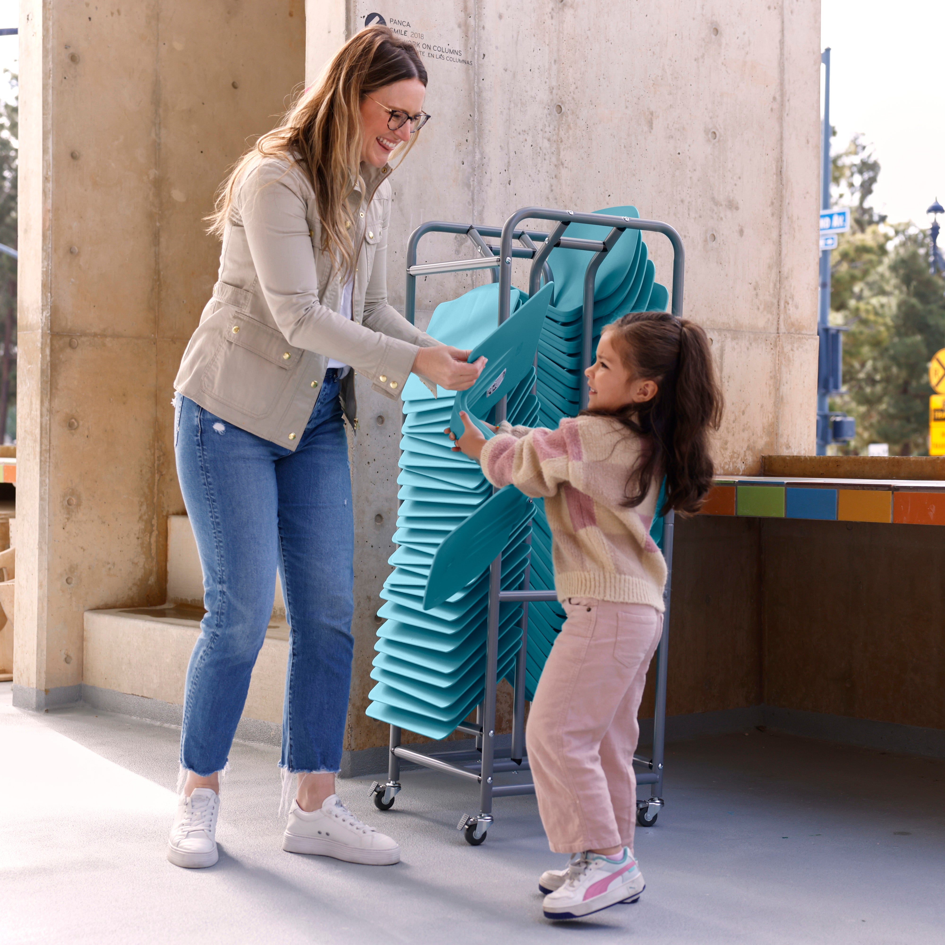 The Surf Indoor/Outdoor Portable Desk with Storage Cart, 30-Pack