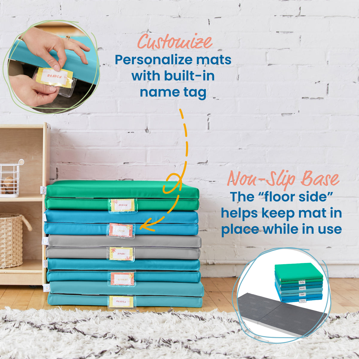 Rest Mat Cart with 25  Folding Rainbow Rest Mats