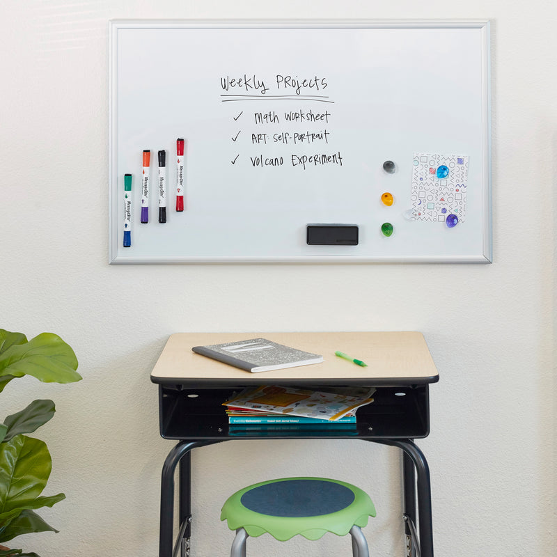 Dry-Erase Board with Accessories, Wall-Mounted Whiteboard