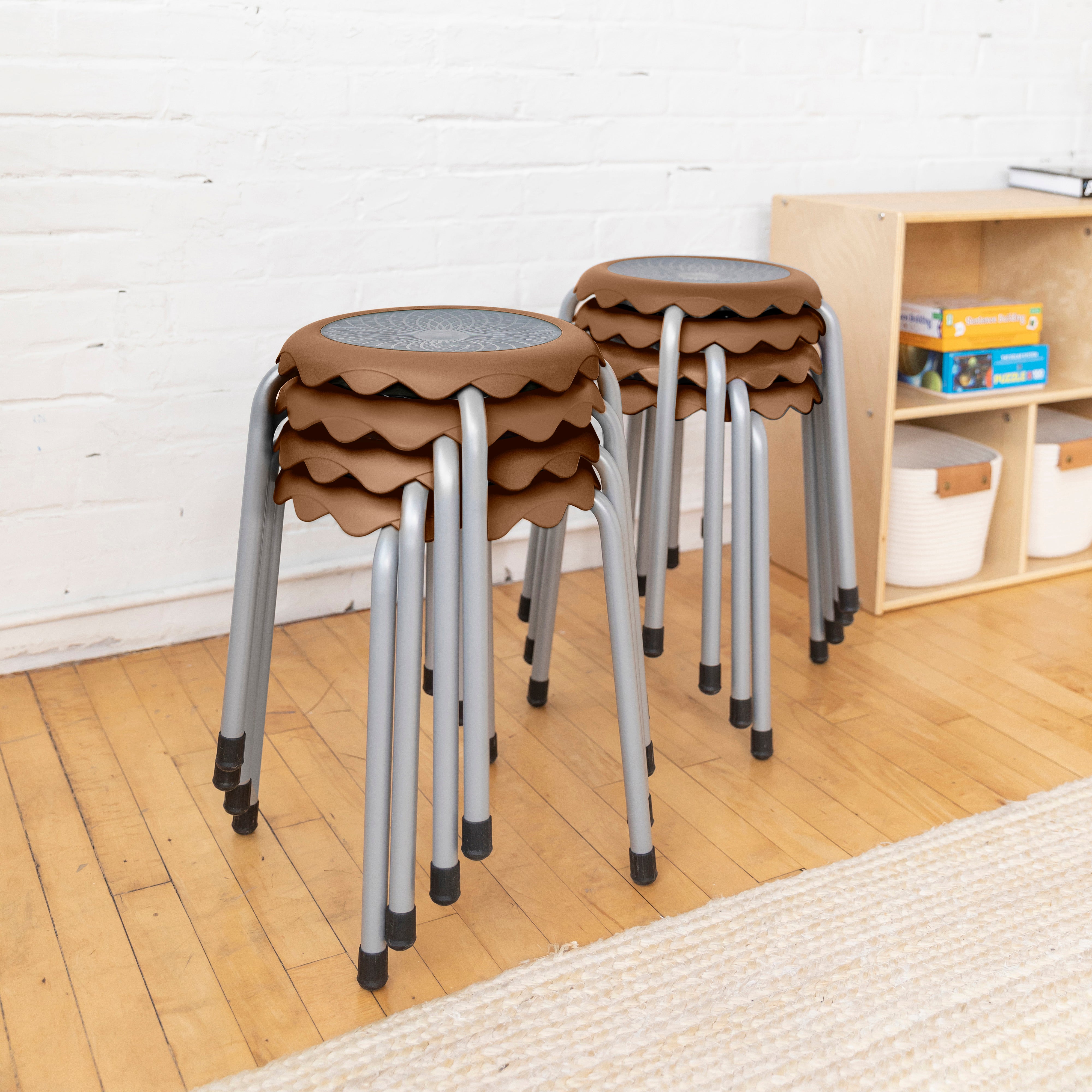 Daisy Stackable Stool with Glides Seating Set, 8-Piece