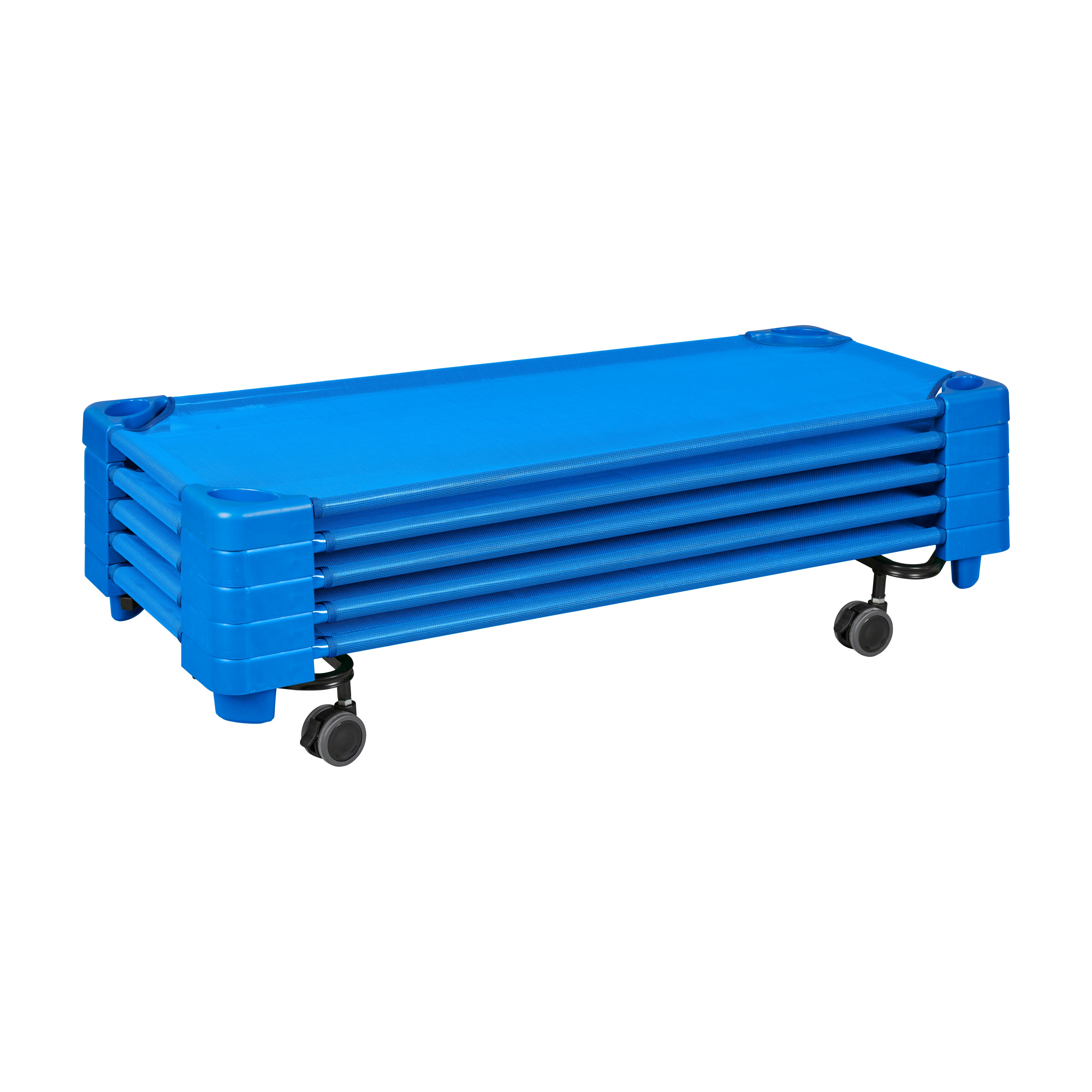 Stackable Kiddie Cots with Trolley, Assembled, Standard, 5-Pack