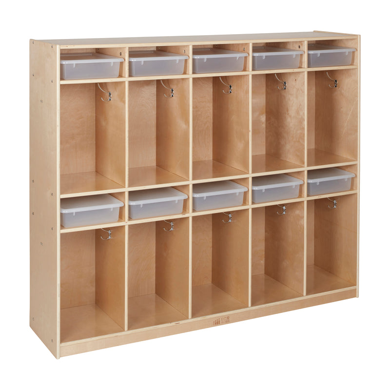 10-Section Storage Locker with 10 Small Trays with Lids, Classroom Furniture