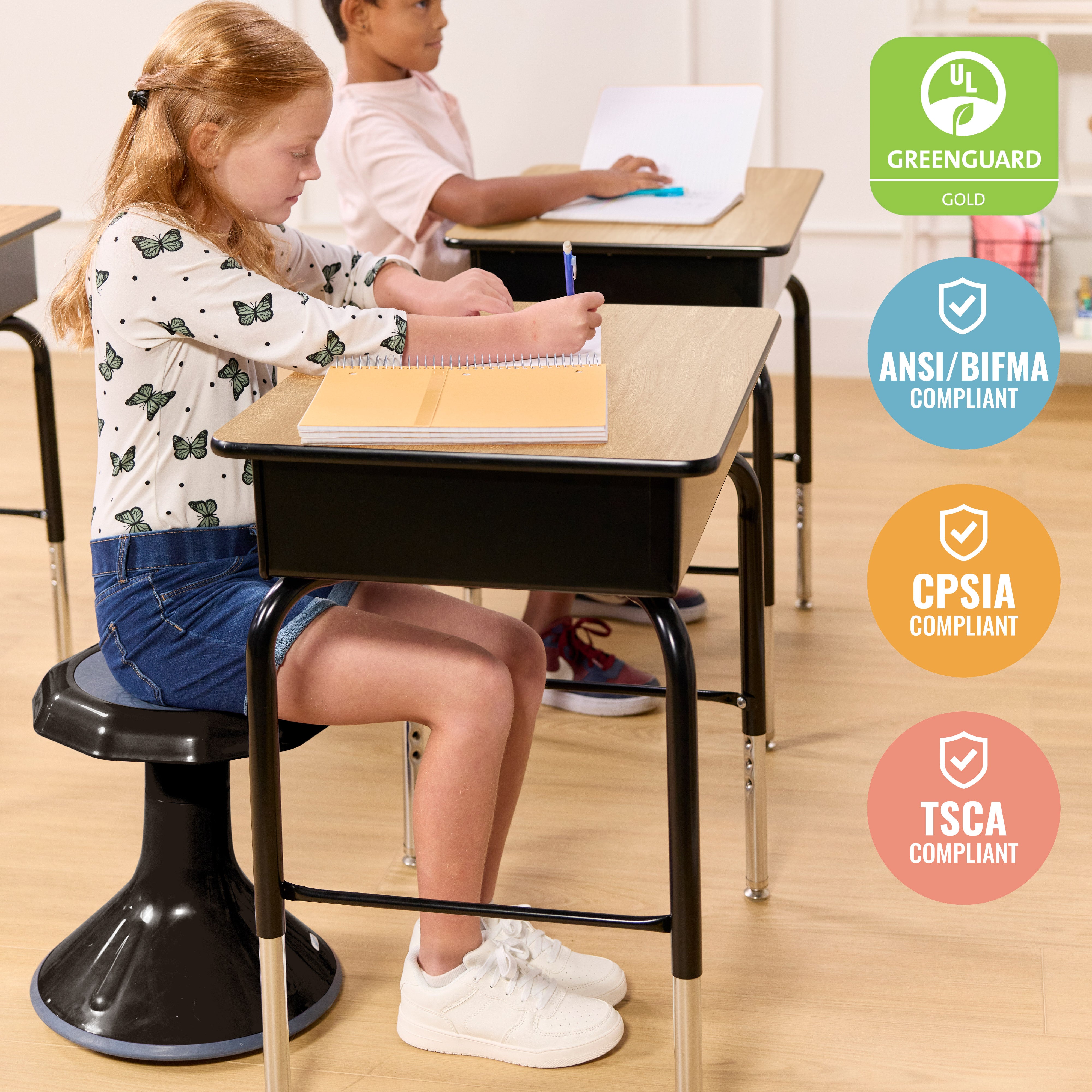 Classroom Package with Open Front Desks and ACE Stools