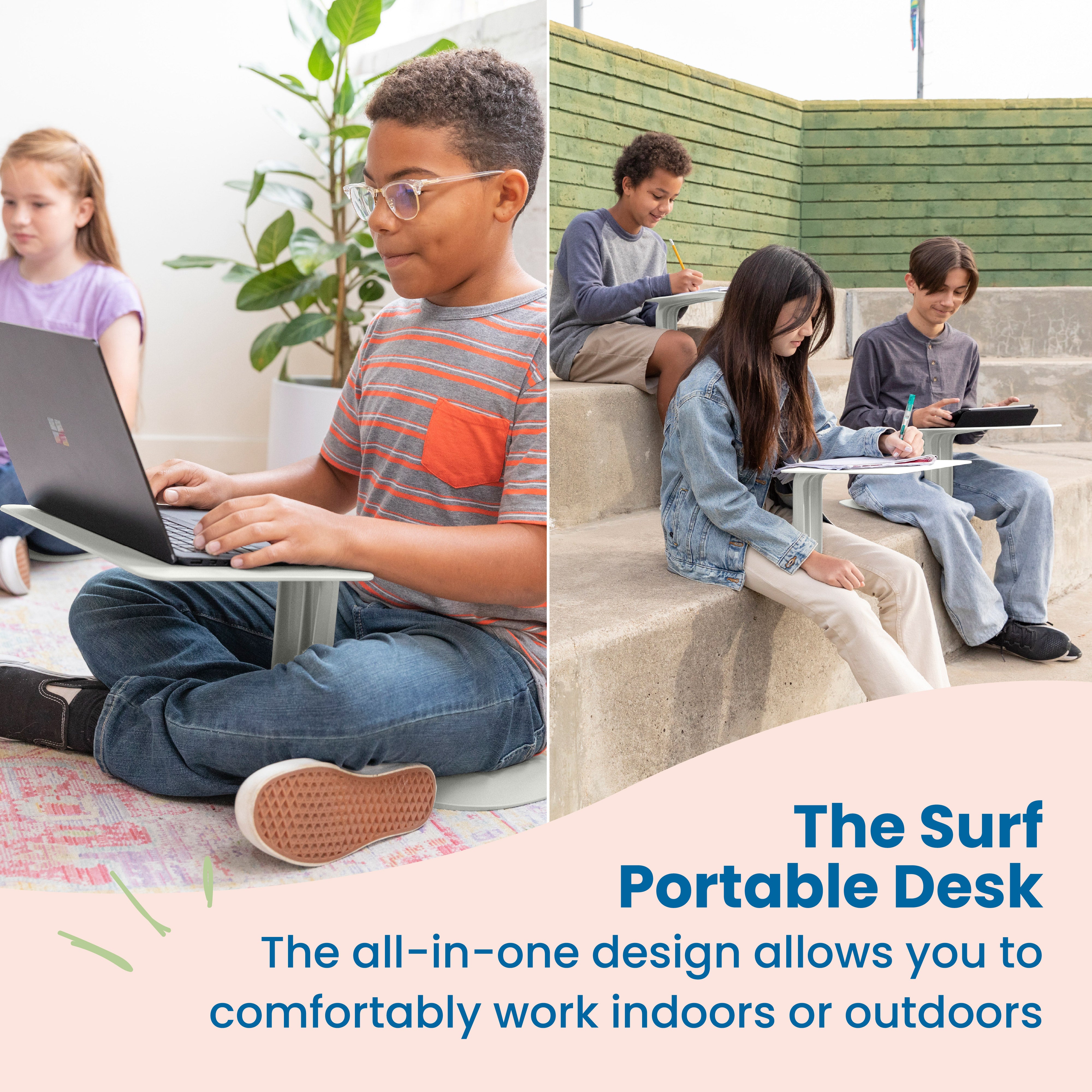 The Surf Indoor/Outdoor Portable Desk with Storage Cart, 30-Pack