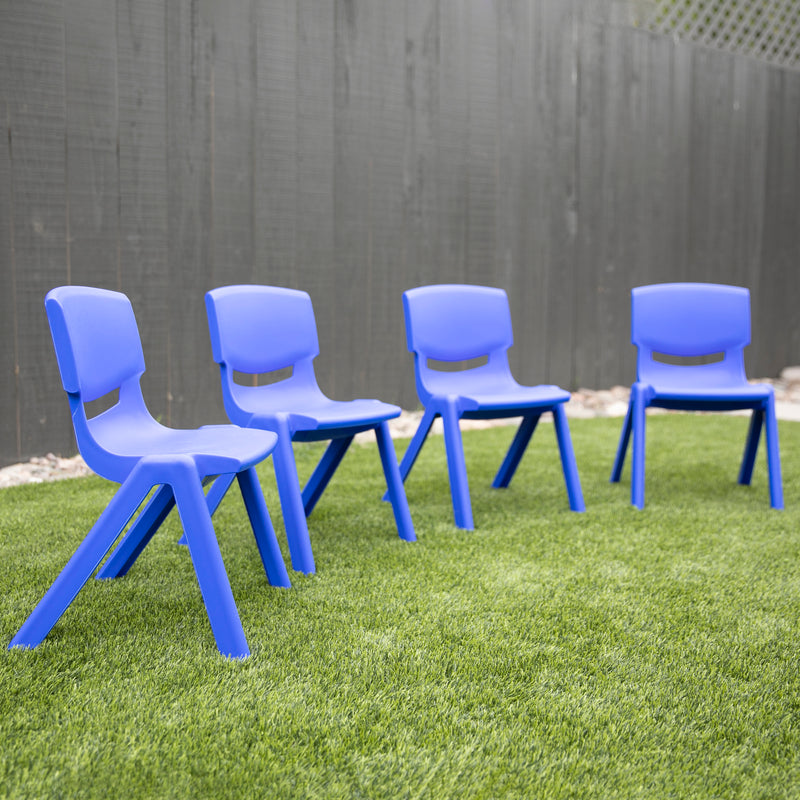 Plastic School Stack Chair for Indoors and Outdoors, Flexible Seating, 14in Seat Height, 4-Pack