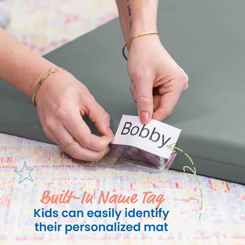 Rainbow Rest Nap Mats, Clear Name Tag Holder, 2in Thick - 5-Pack