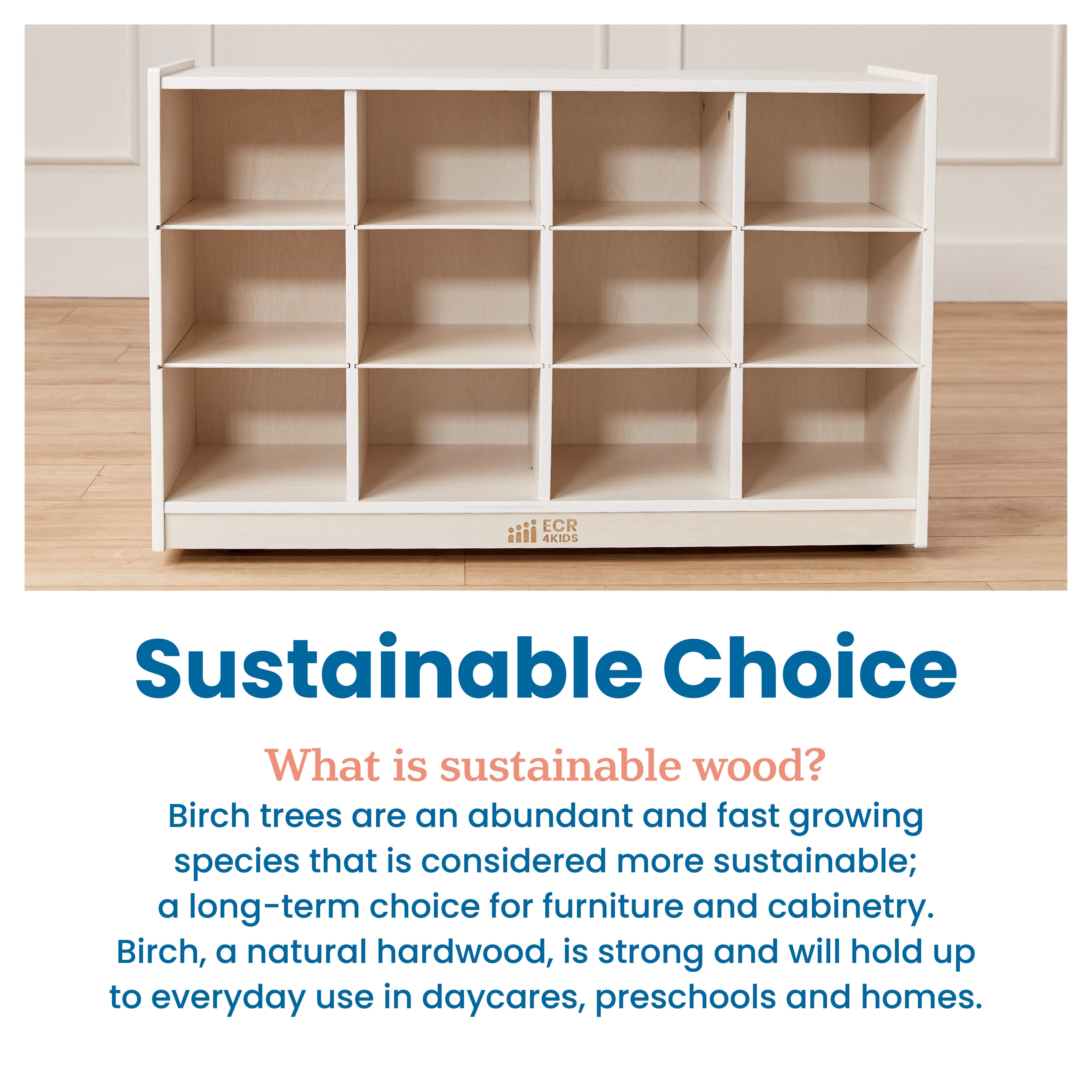 12 Cubby Mobile Tray Storage Cabinet, 3x4, Classroom Furniture