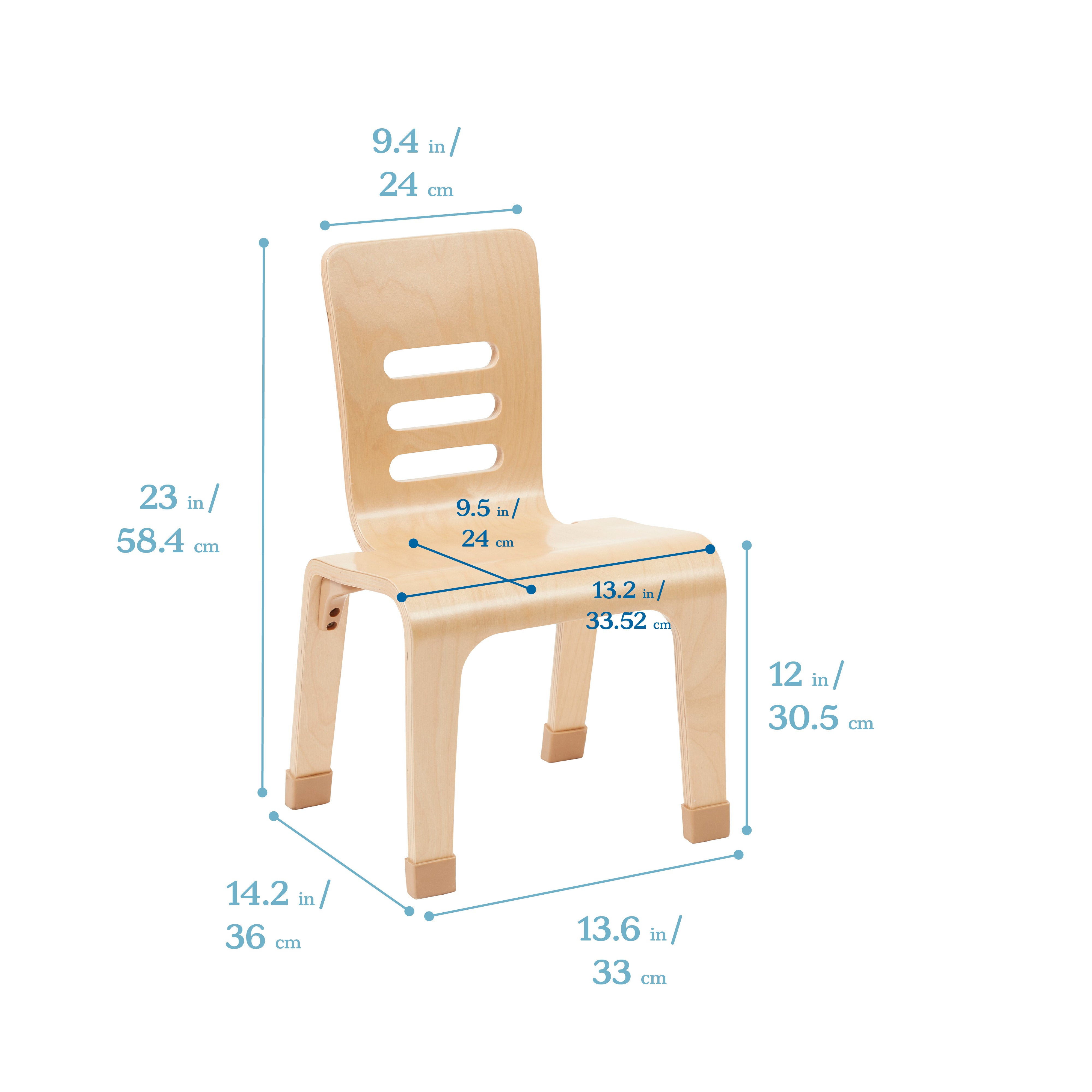 Bentwood Chair, 12in Seat Height, Stackable Seats, 2-Pack