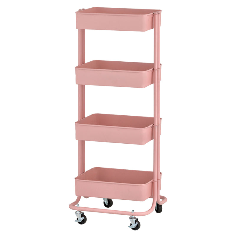 4-Tier Metal Rolling Utility Cart, Mobile Storage Organizer