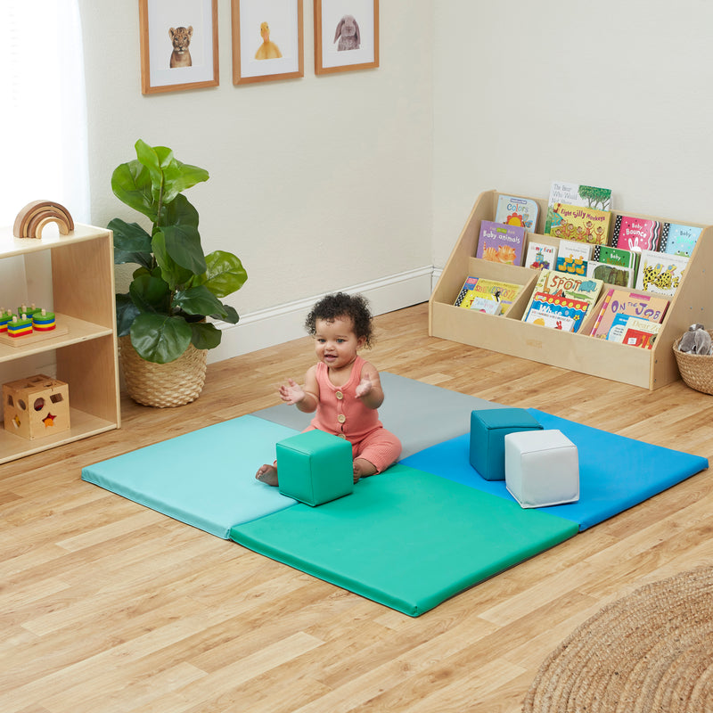 Fold-N-Go Activity Mat and Patchwork Toddler Foam Block Playset