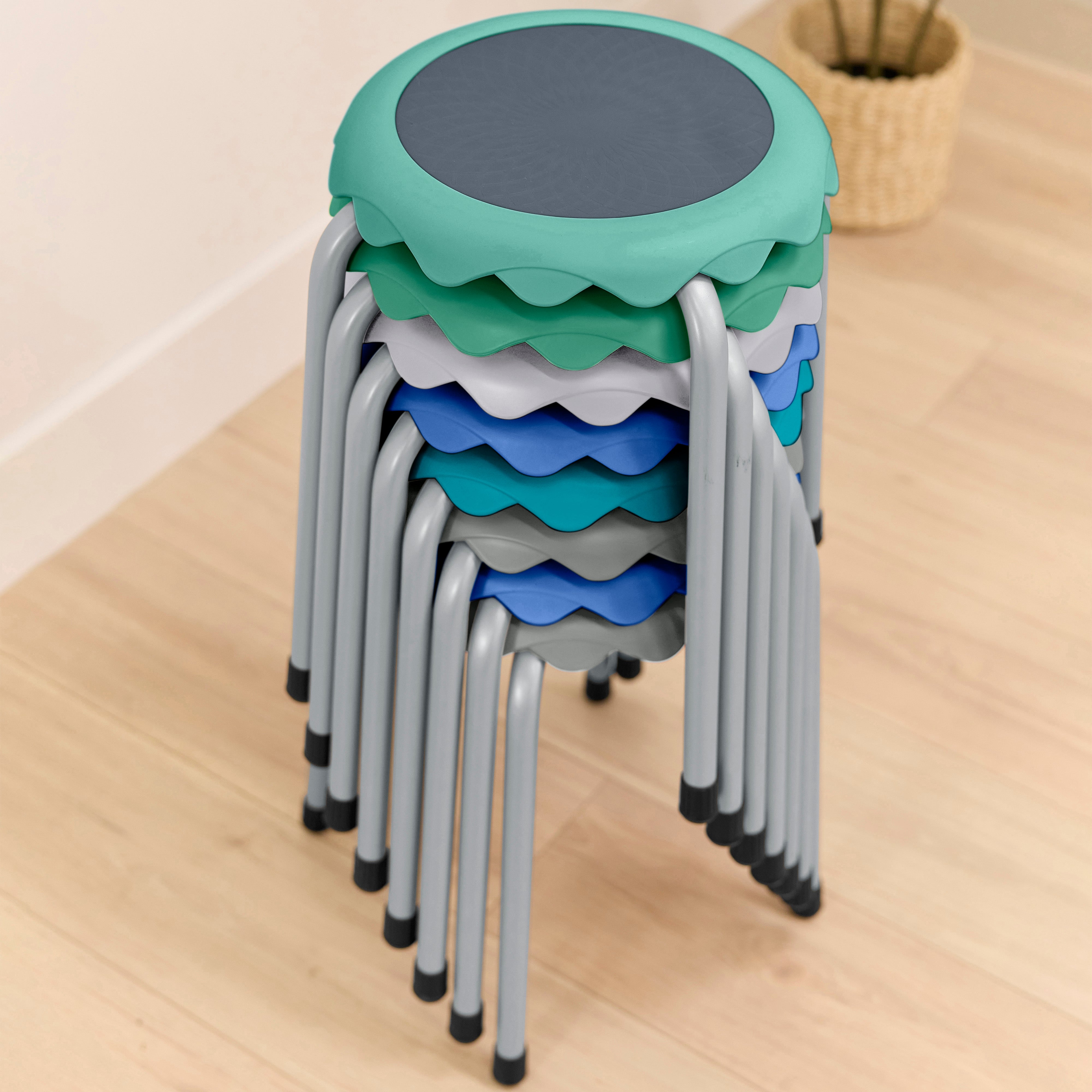Blossom Stackable Plastic Stools, 8-Piece