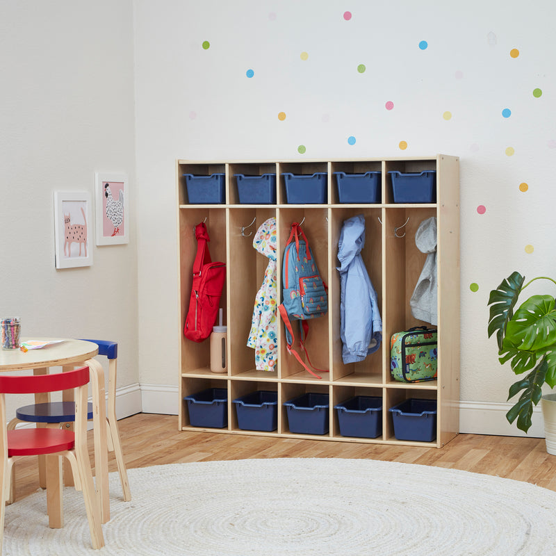 Streamline 5-Section Coat Locker with Scoop Front Storage Bins, Classroom Furniture