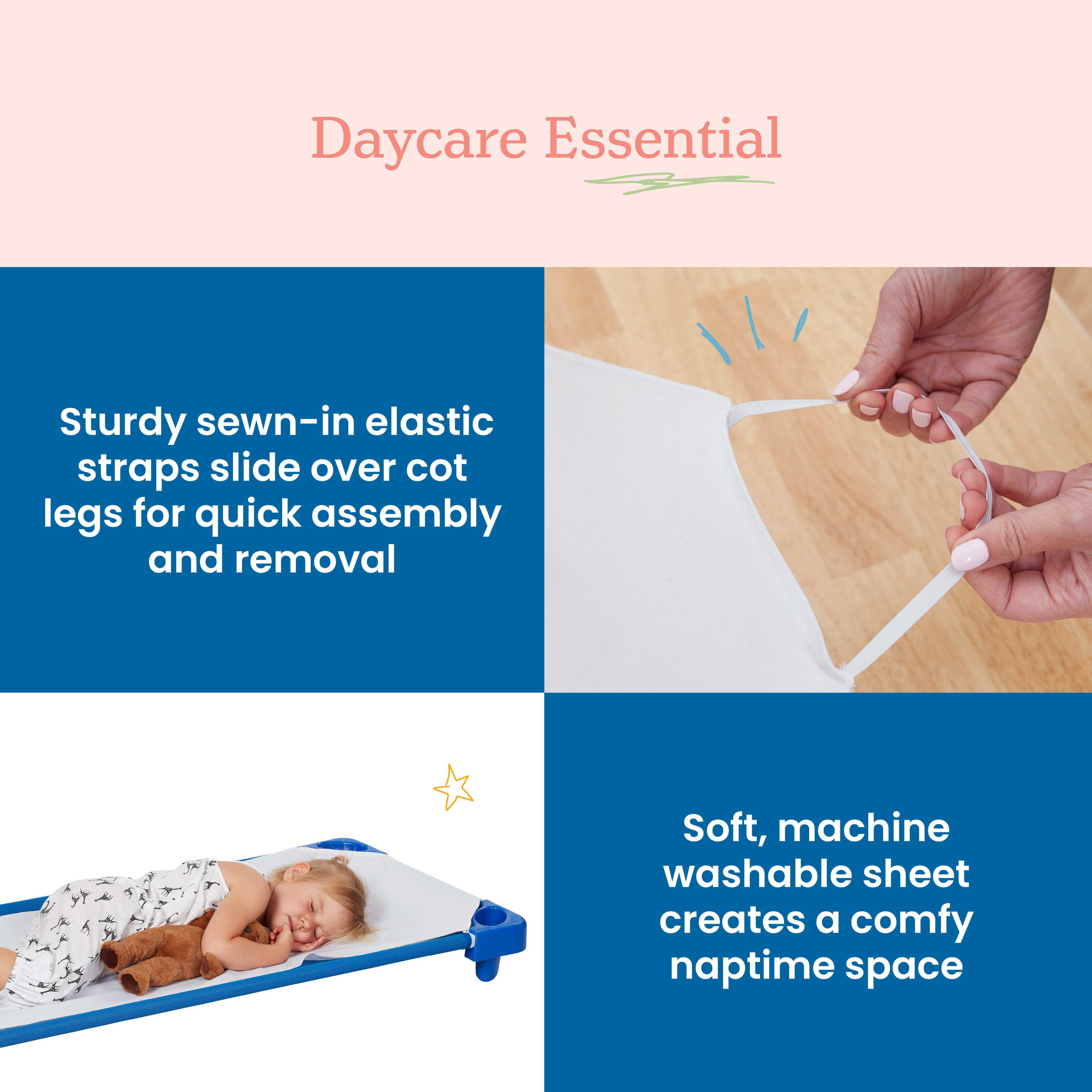 Toddler Cot Sheet with Elastic Straps