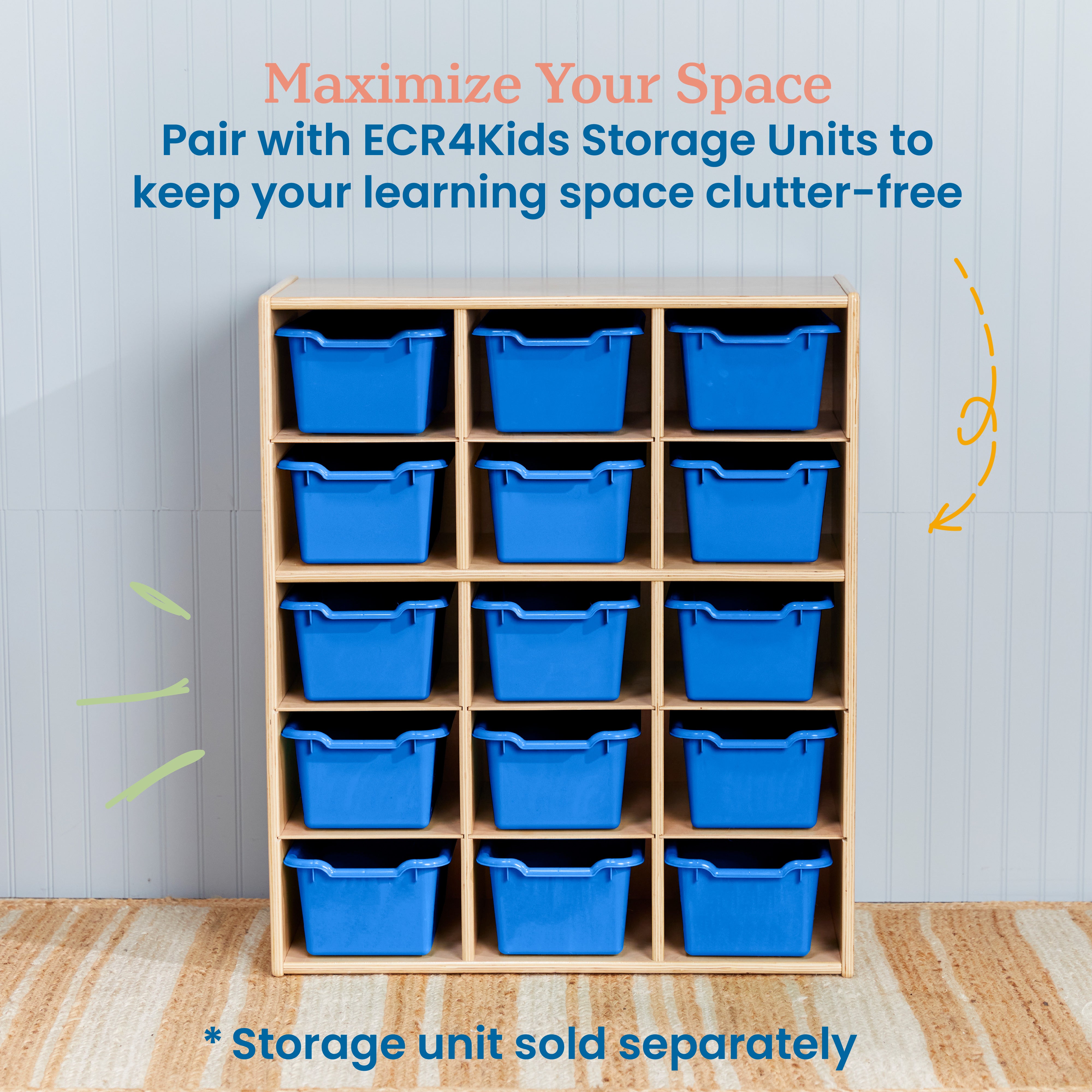 Scoop Front Plastic Storage Bins, 15-Piece