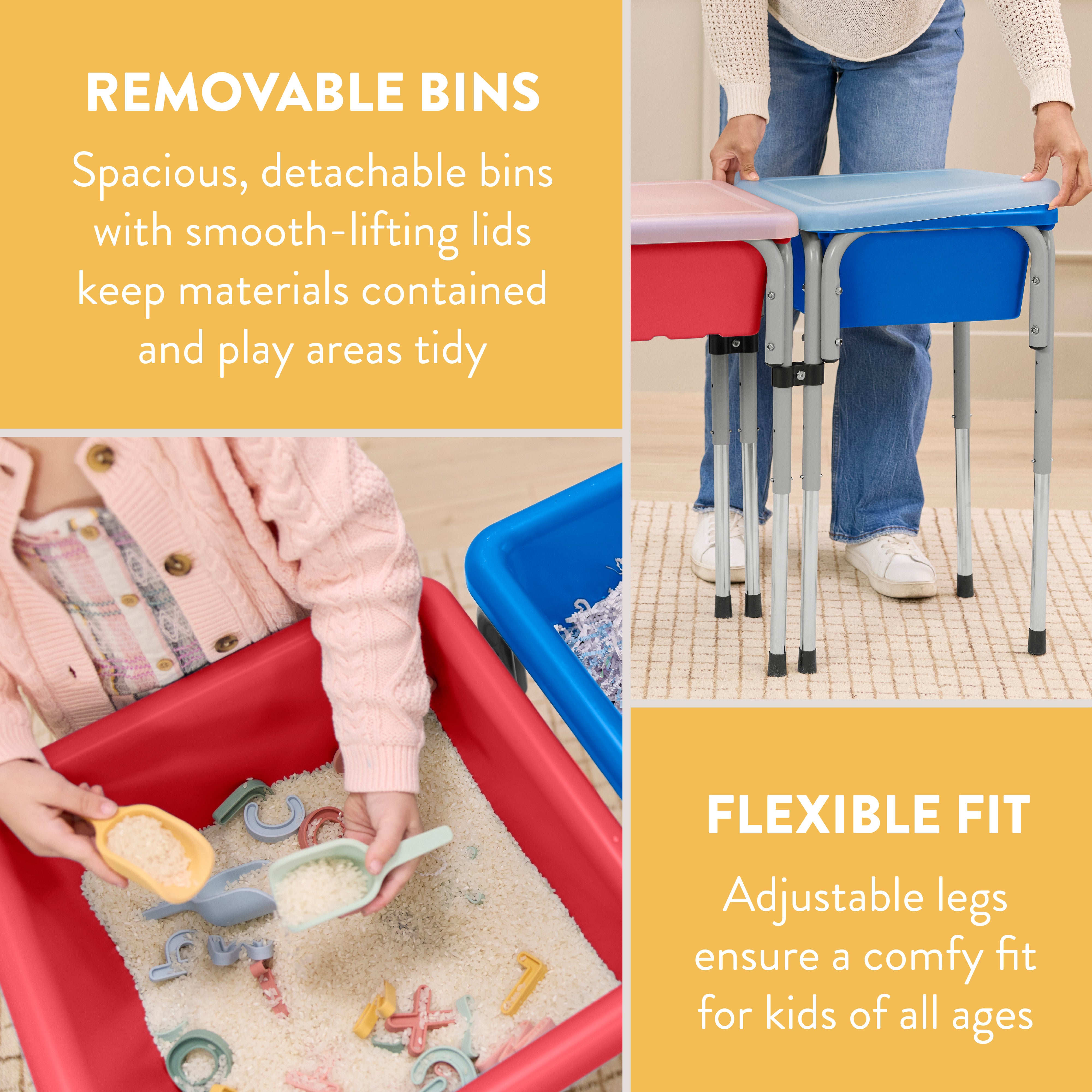 Adjustable Double Sensory Table with Lids