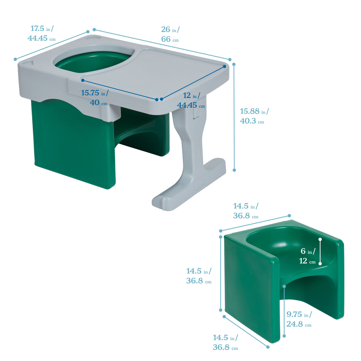 Tri-Me Cube Chair and Desk, 2-Piece