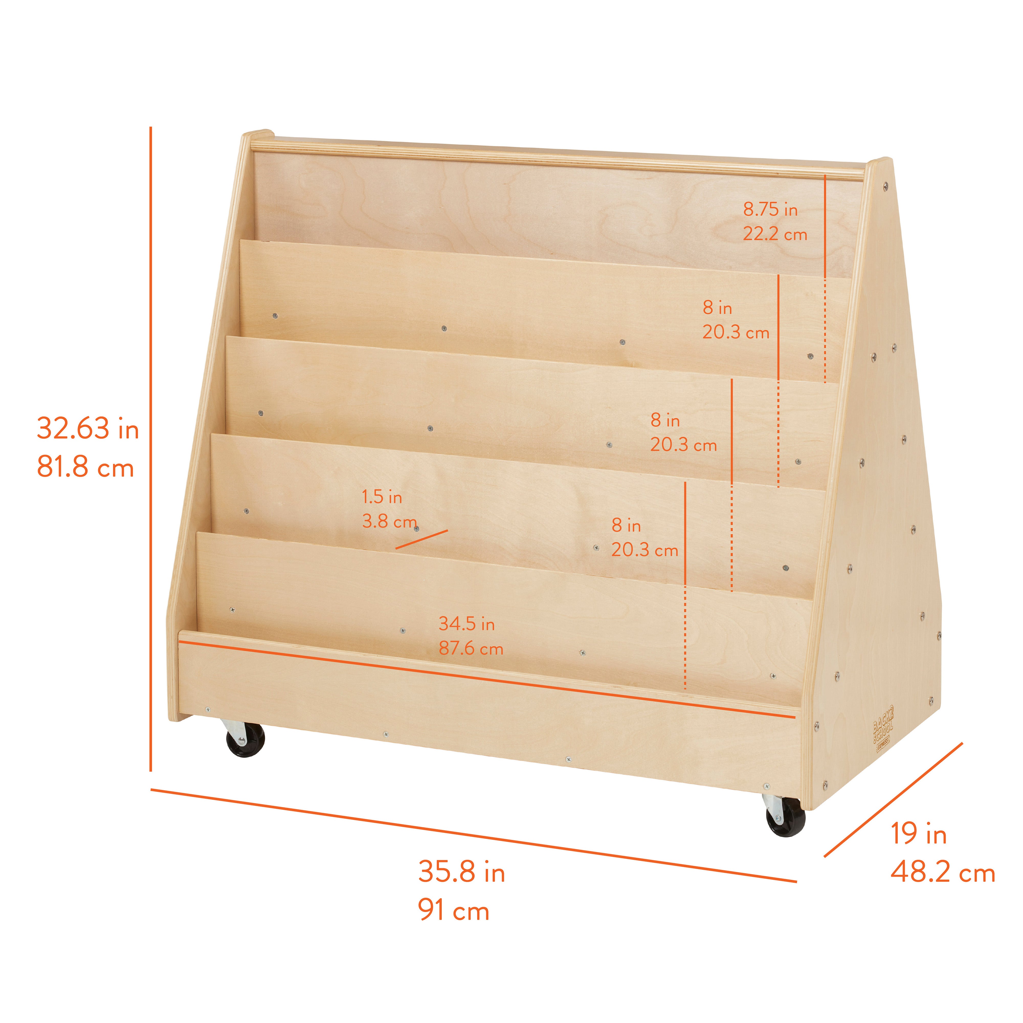 5-Tier Mobile Double-Sided Book Shelf