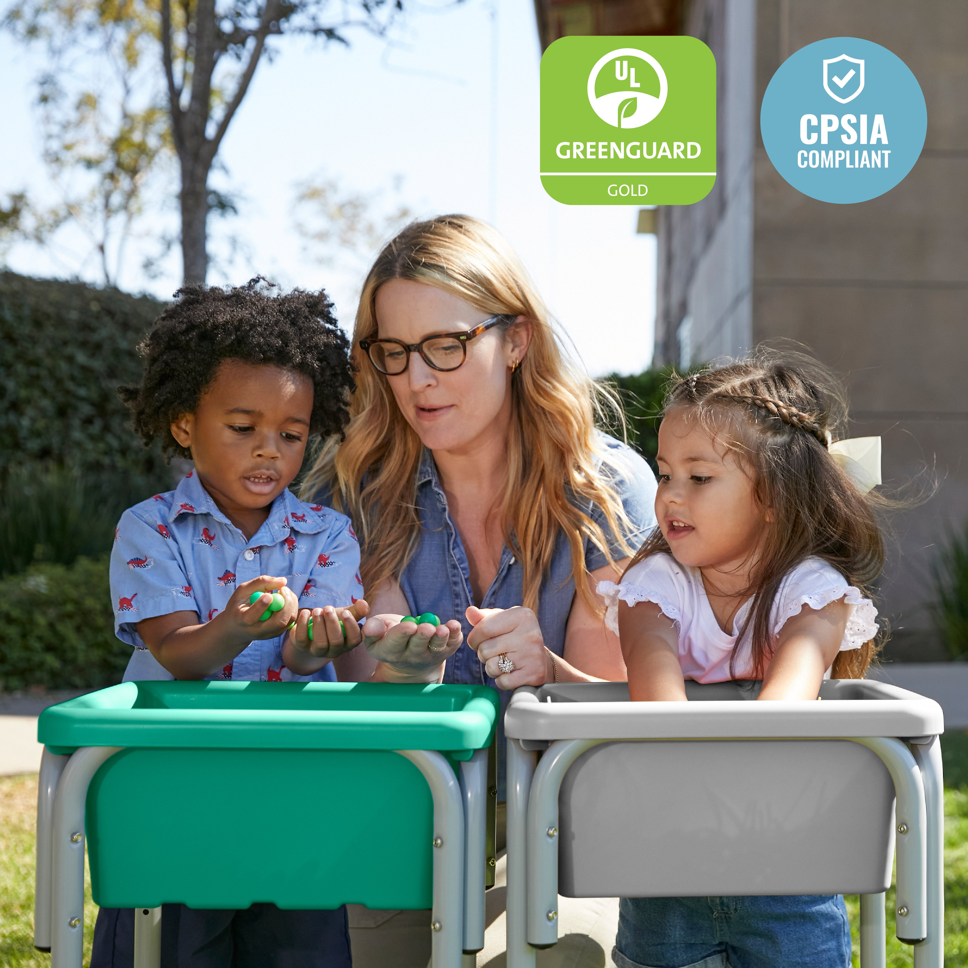 2-Station Sand and Water Adjustable Play Table, Sensory Bins