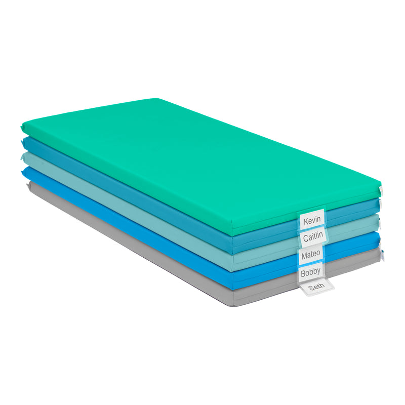 Rainbow Rest Nap Mats, Clear Name Tag Holder, 2in Thick - 5-Pack