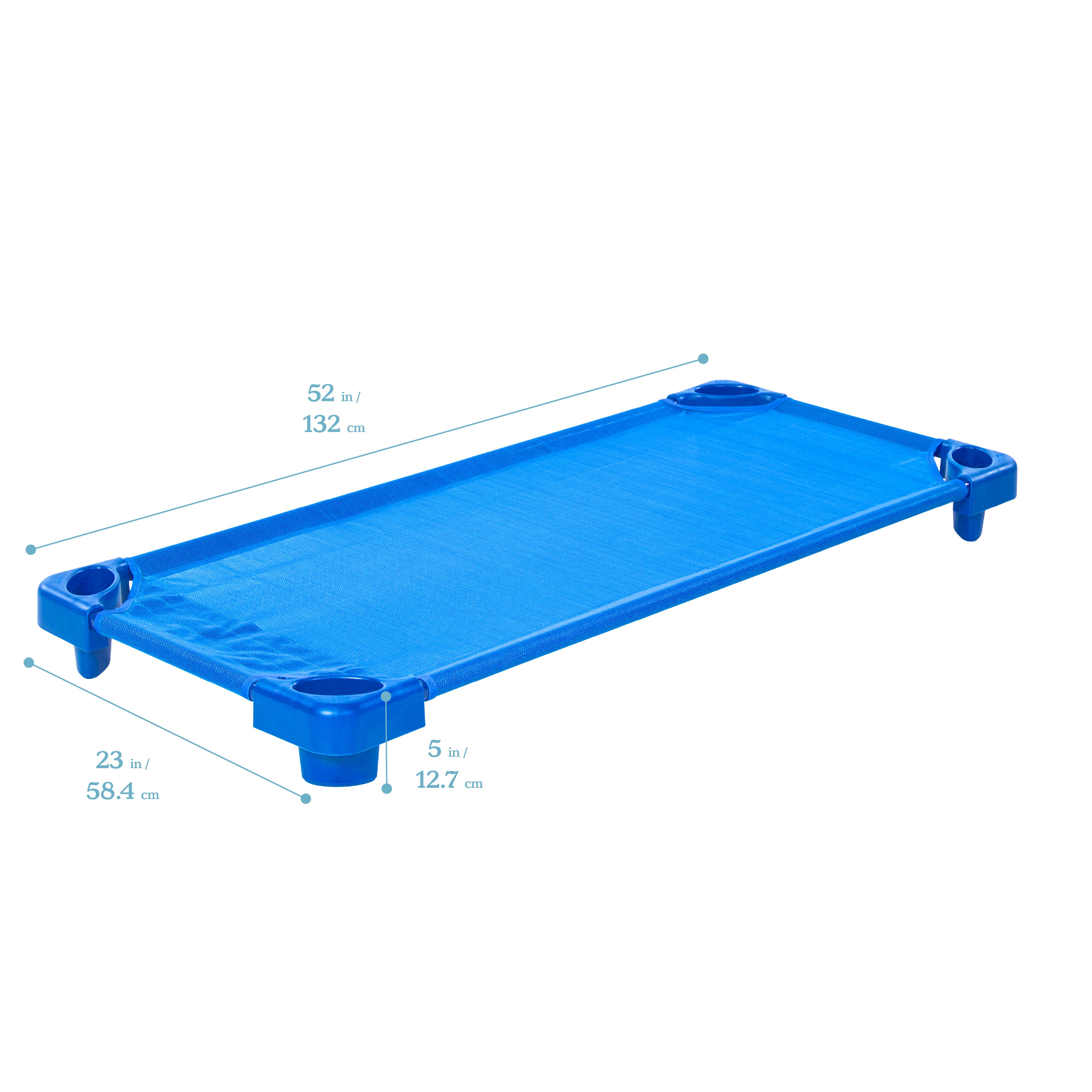 Stackable Kiddie Cot, Standard Size, Assembled, 5-Pack - Blue