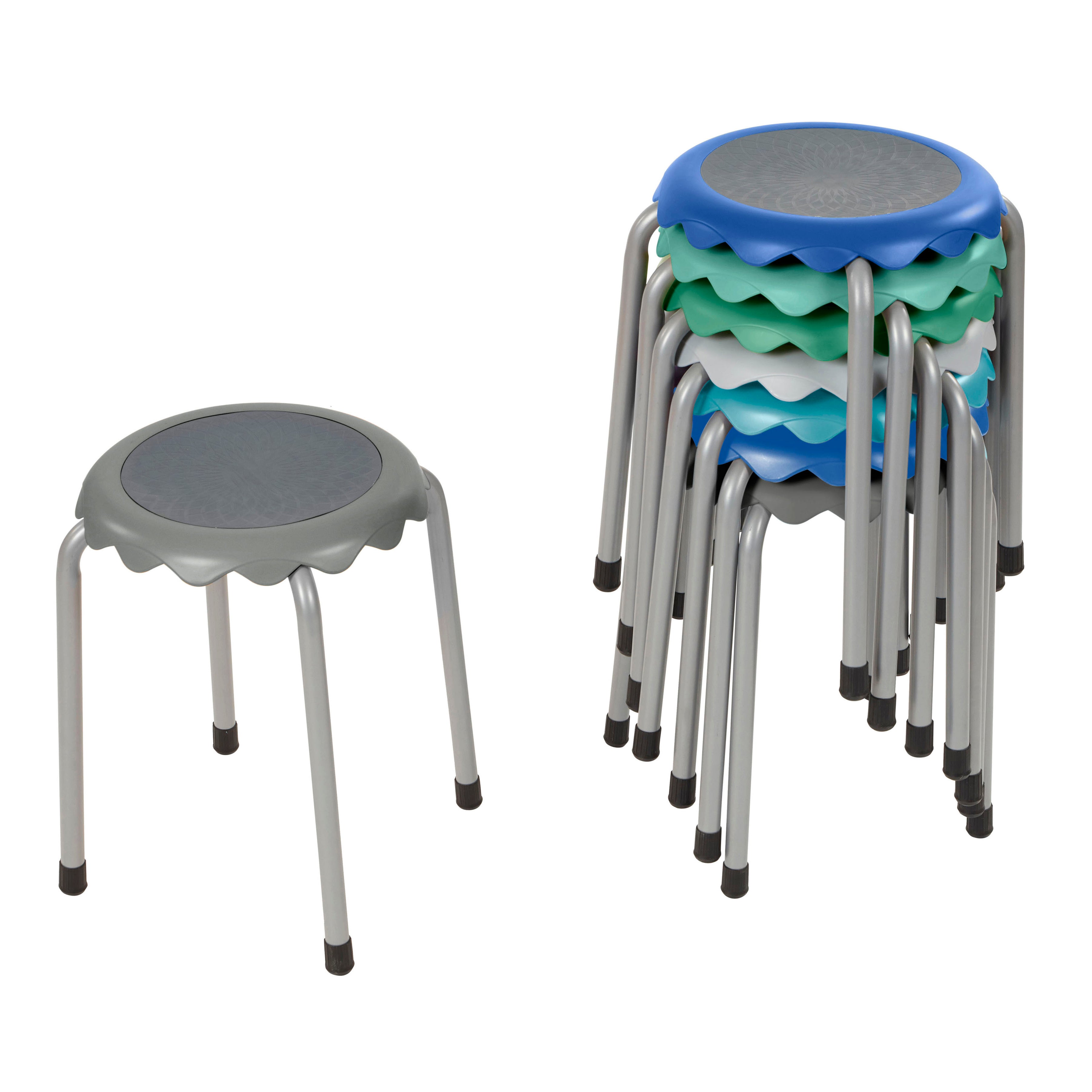 Blossom Stackable Plastic Stools, 8-Piece