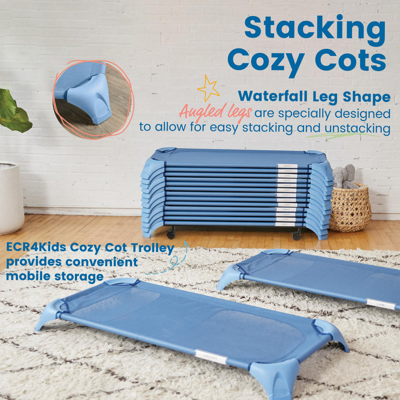 Cozy Cot Trolley with 6 Stackable Cozy Cots with Storage