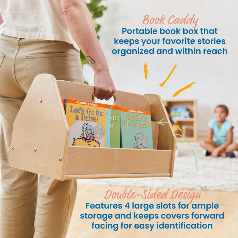 Double-Sided Book Caddy with Countdown Timer and Carry Handle