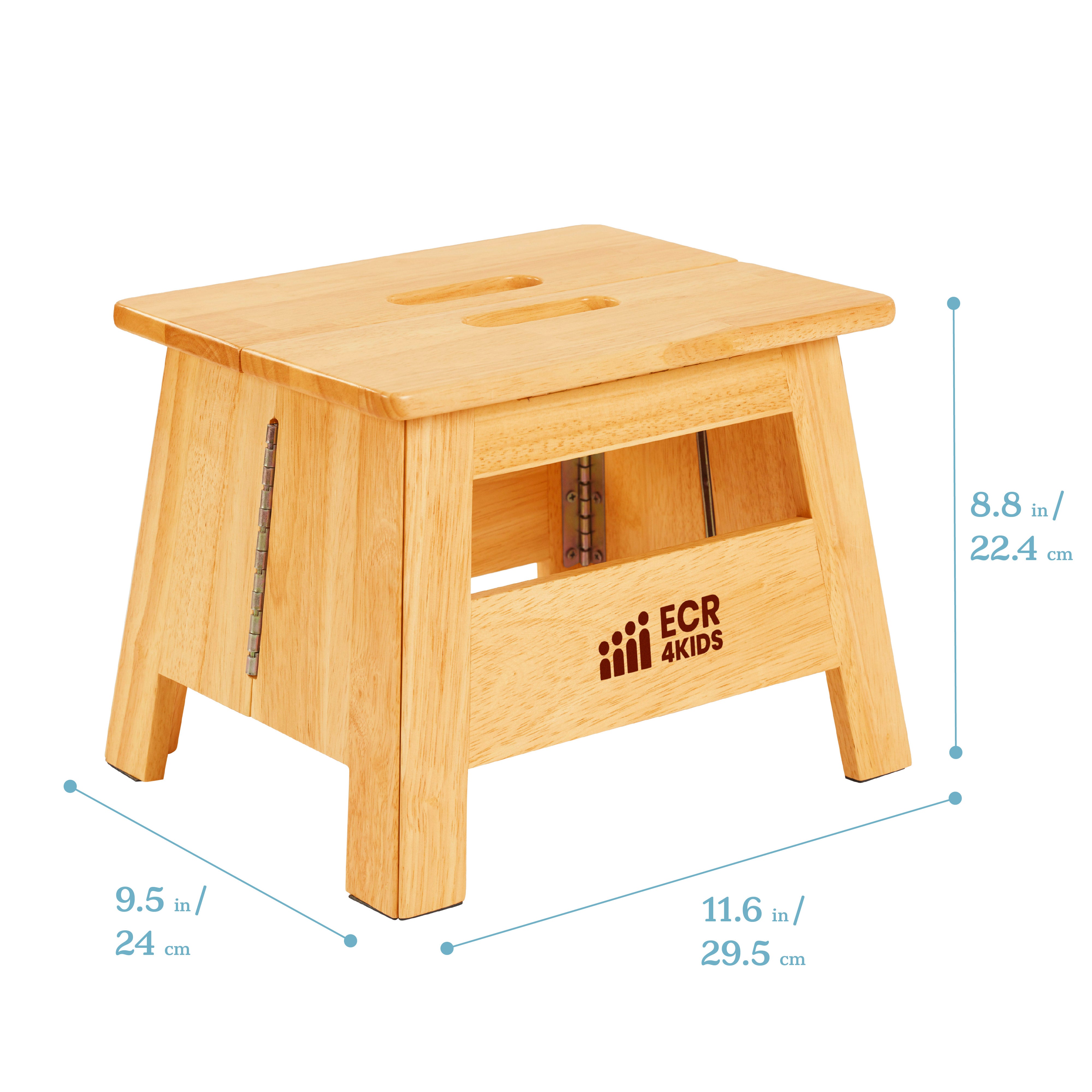 Folding Step Stool with Handle, Kids Furniture, Natural