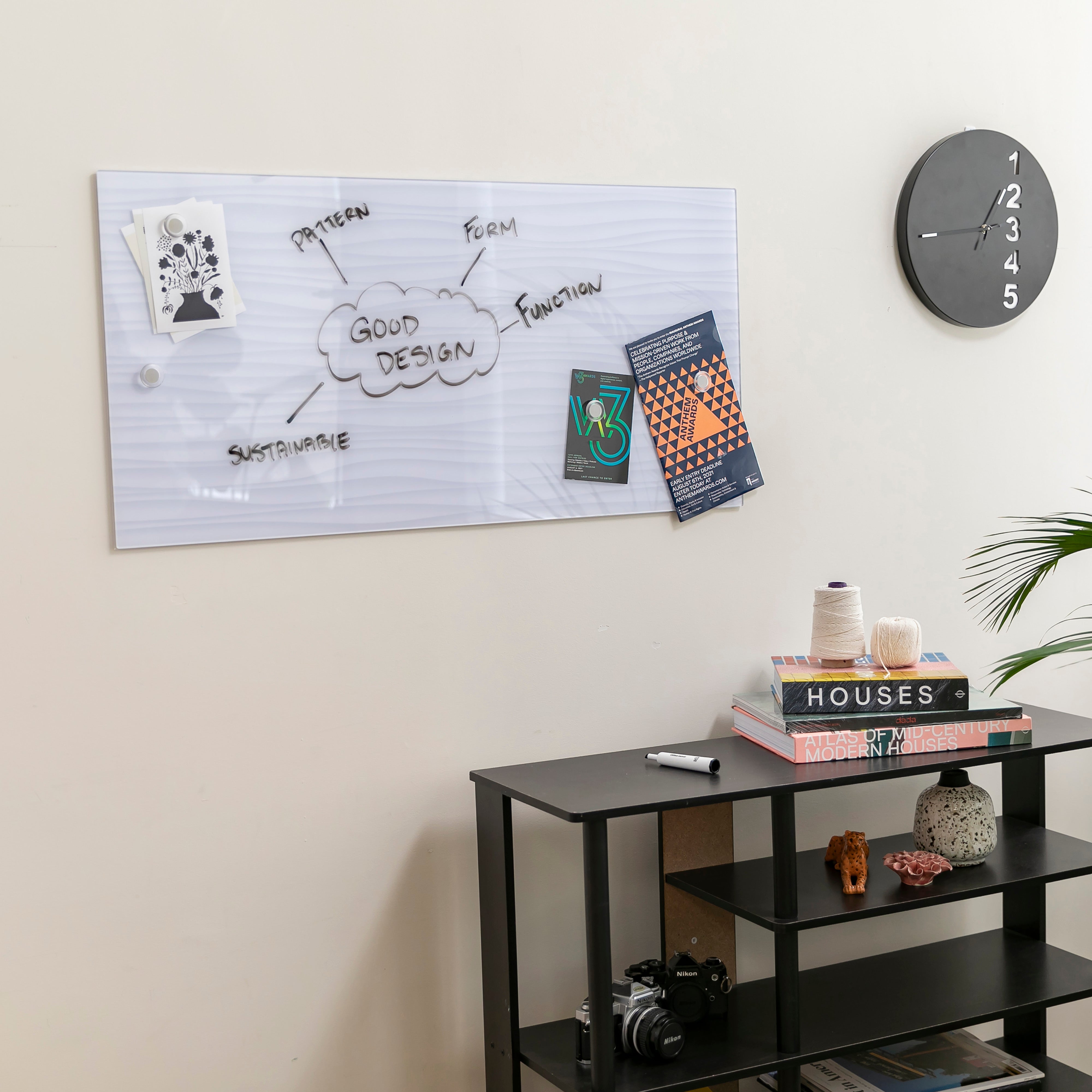 MessageStor Magnetic Dry-Erase Glass Board with Magnets, 18in x 36in