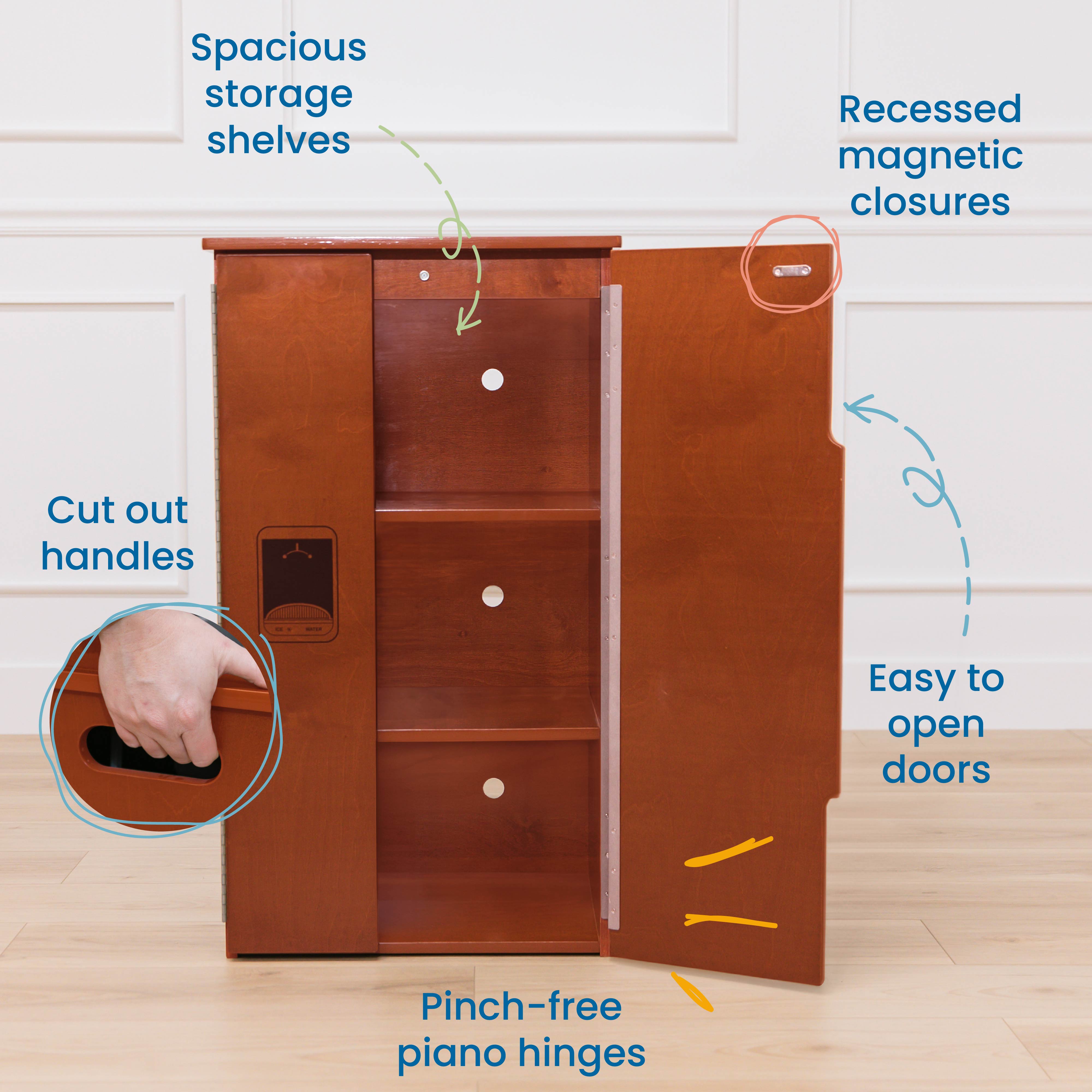 Play Kitchen Refrigerator, Wooden Playset