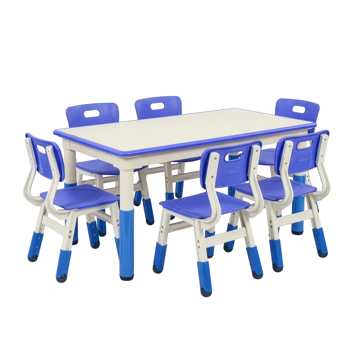 Dry-Erase Rectangular Activity Table with Six Chairs, 7-Piece