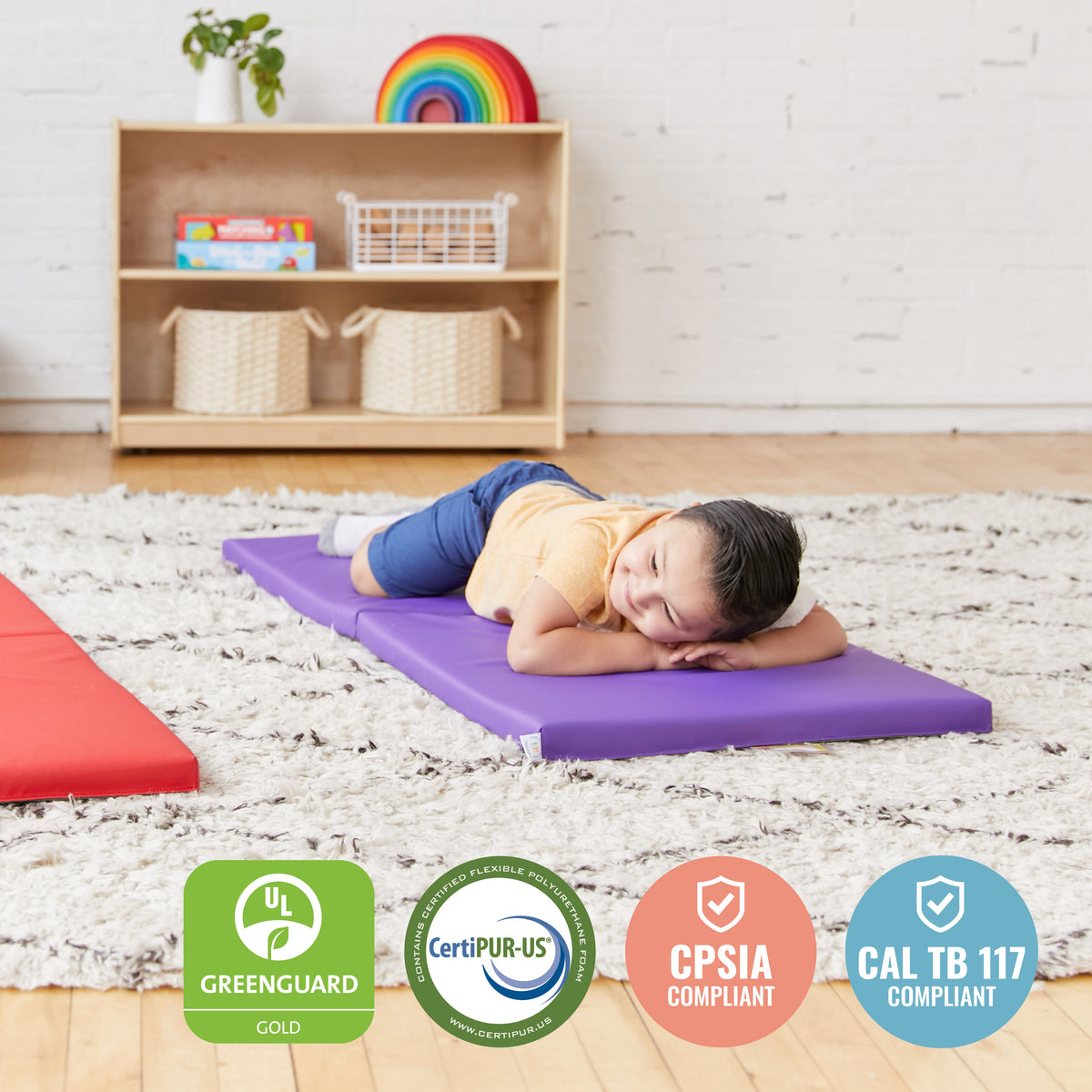 Rest Mat Cart with 25  Folding Rainbow Rest Mats