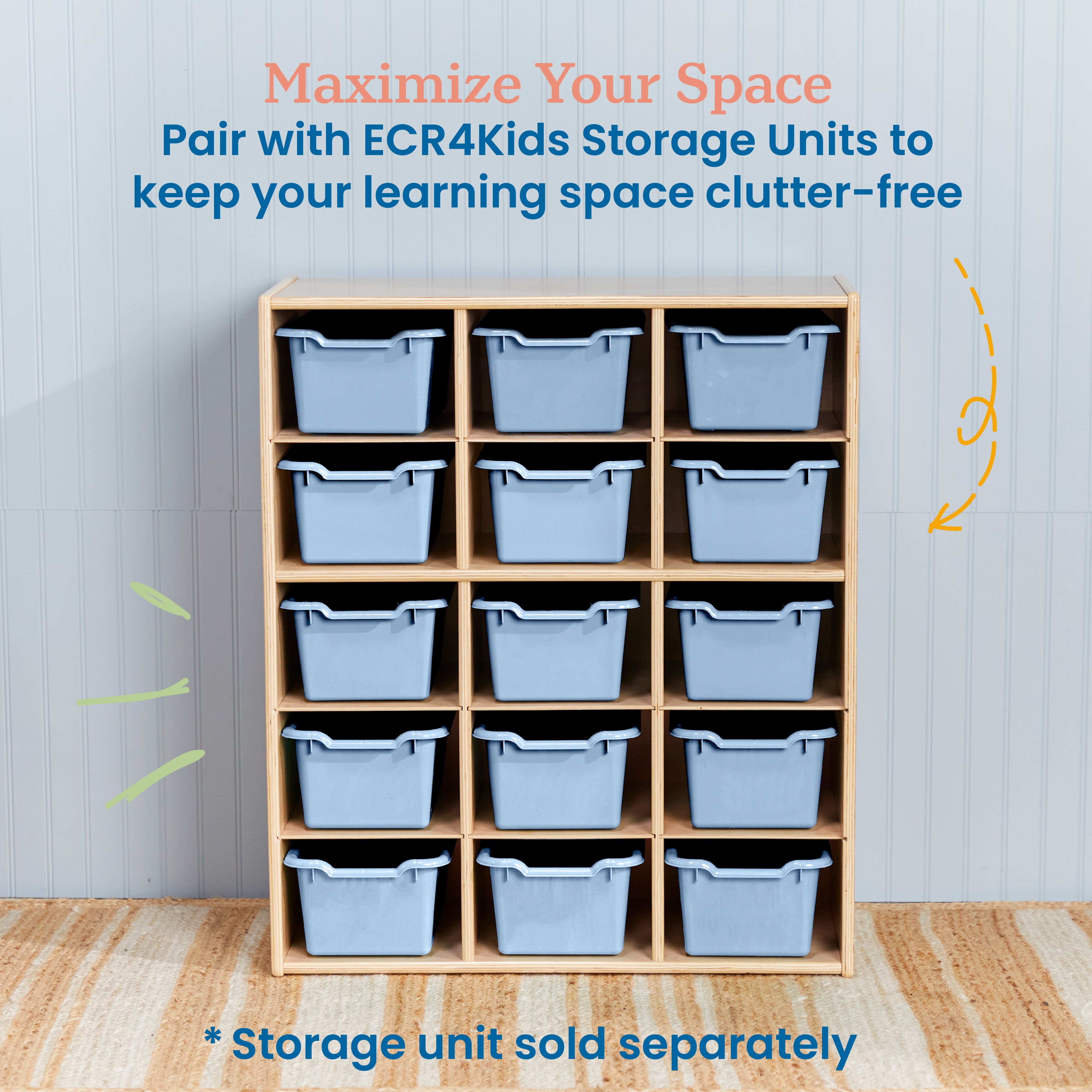 Scoop Front Storage Bin, 15-Piece