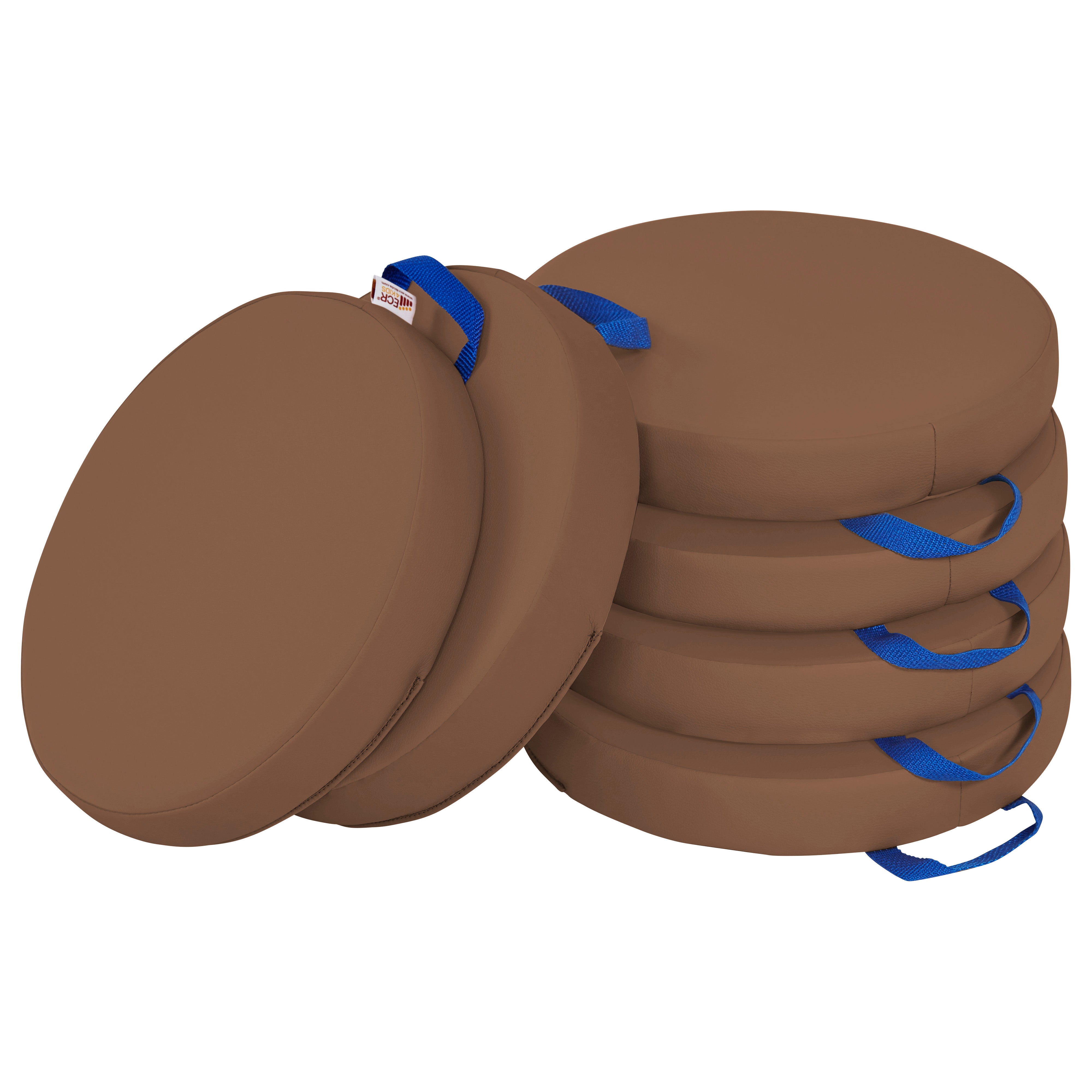 Round Floor Cushions with Handles, 6-Piece