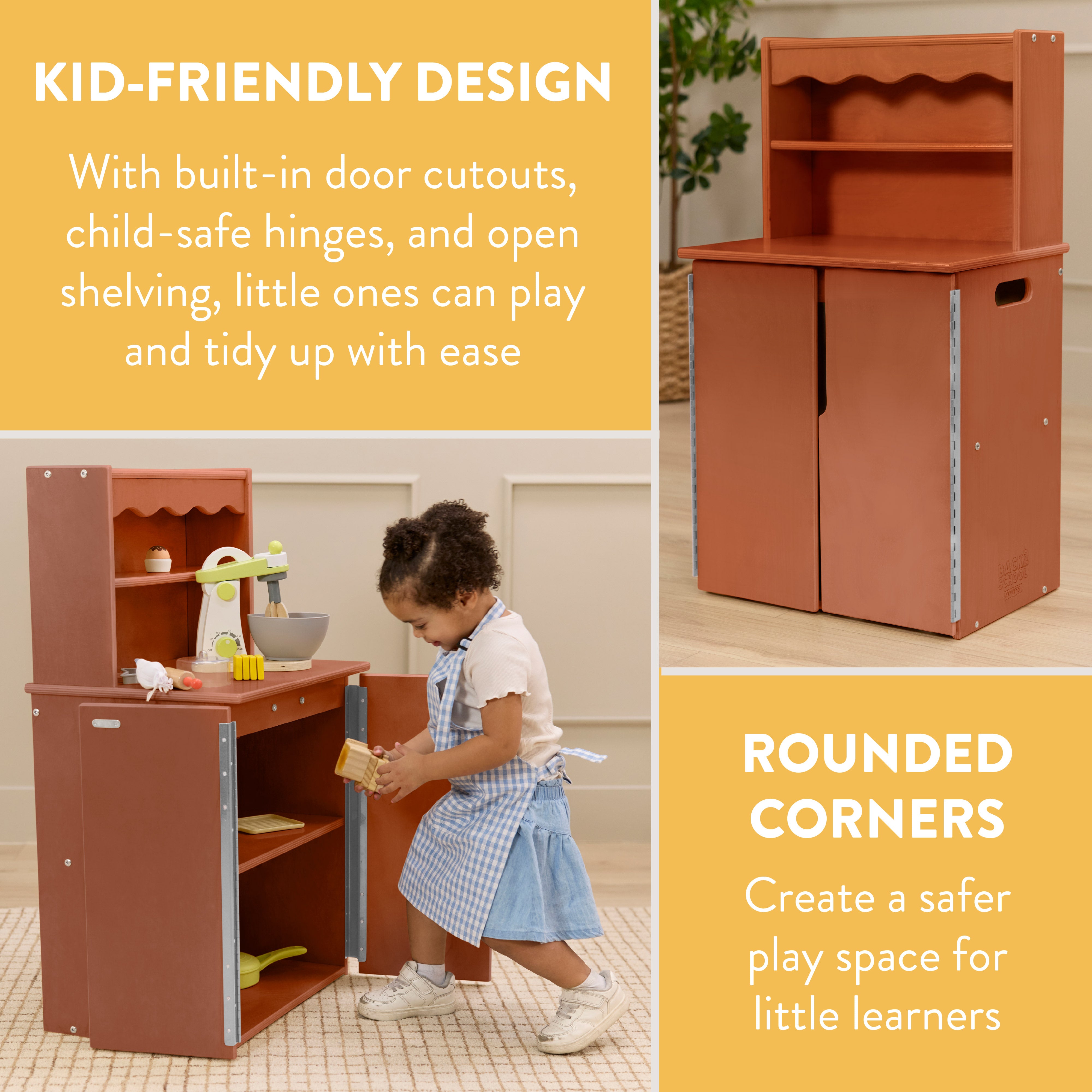 Chef's Station Kids Pretend Play Kitchen Cupboard