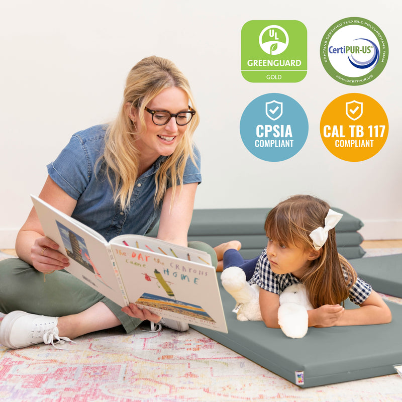 Rainbow Rest Nap Mats, Clear Name Tag Holder, 2in Thick - 5-Pack