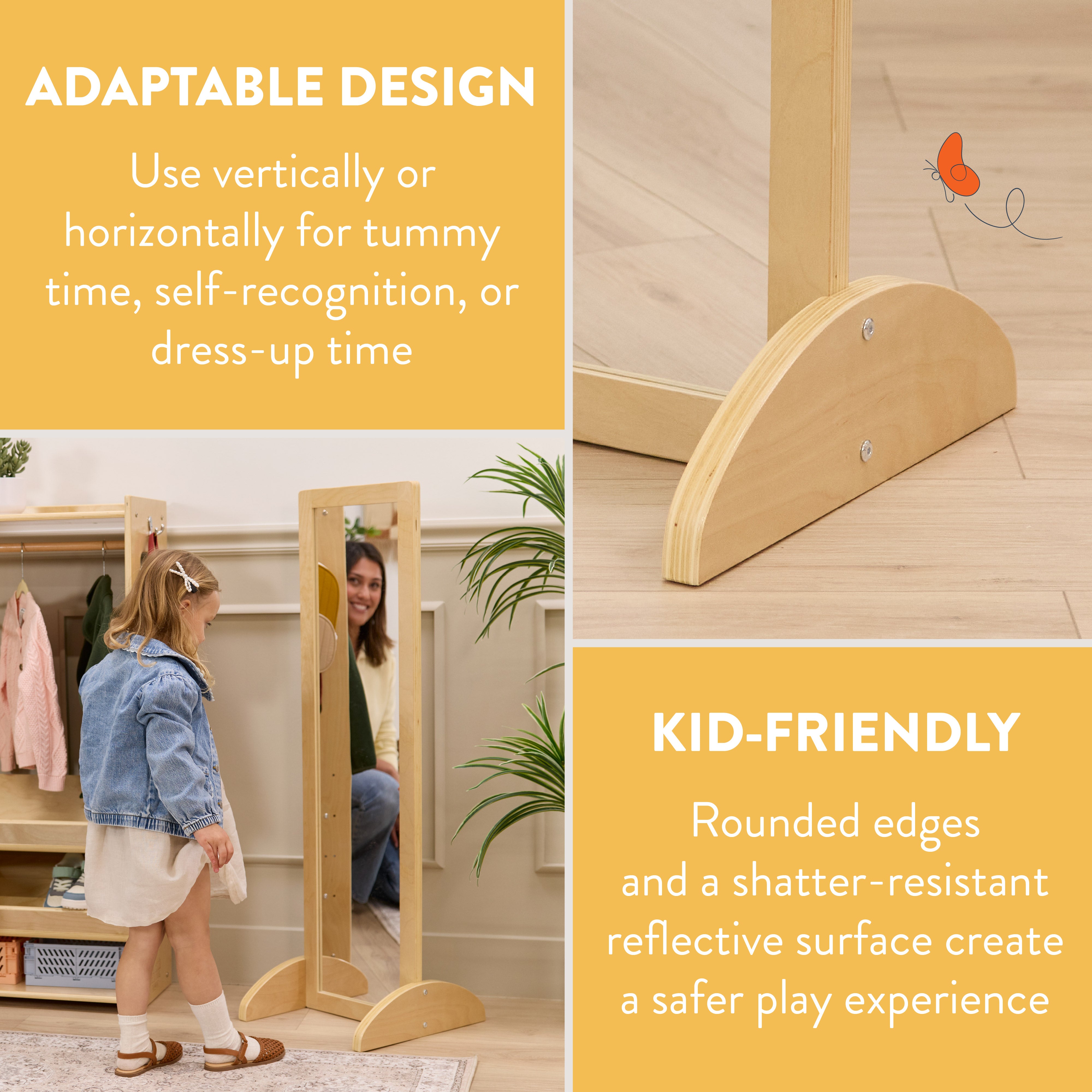 Single-Sided Bi-Directional Baby Mirror
