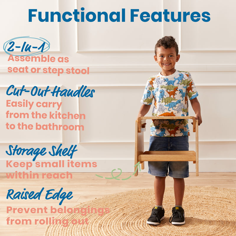 Sit or Step Stool, Kids Furniture, Natural