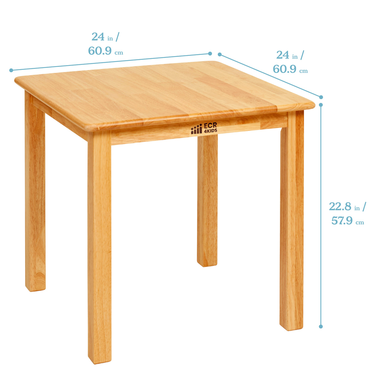 24in Square Hardwood Table and Two Chairs with Storage, 12in Seat Height, 3-Piece