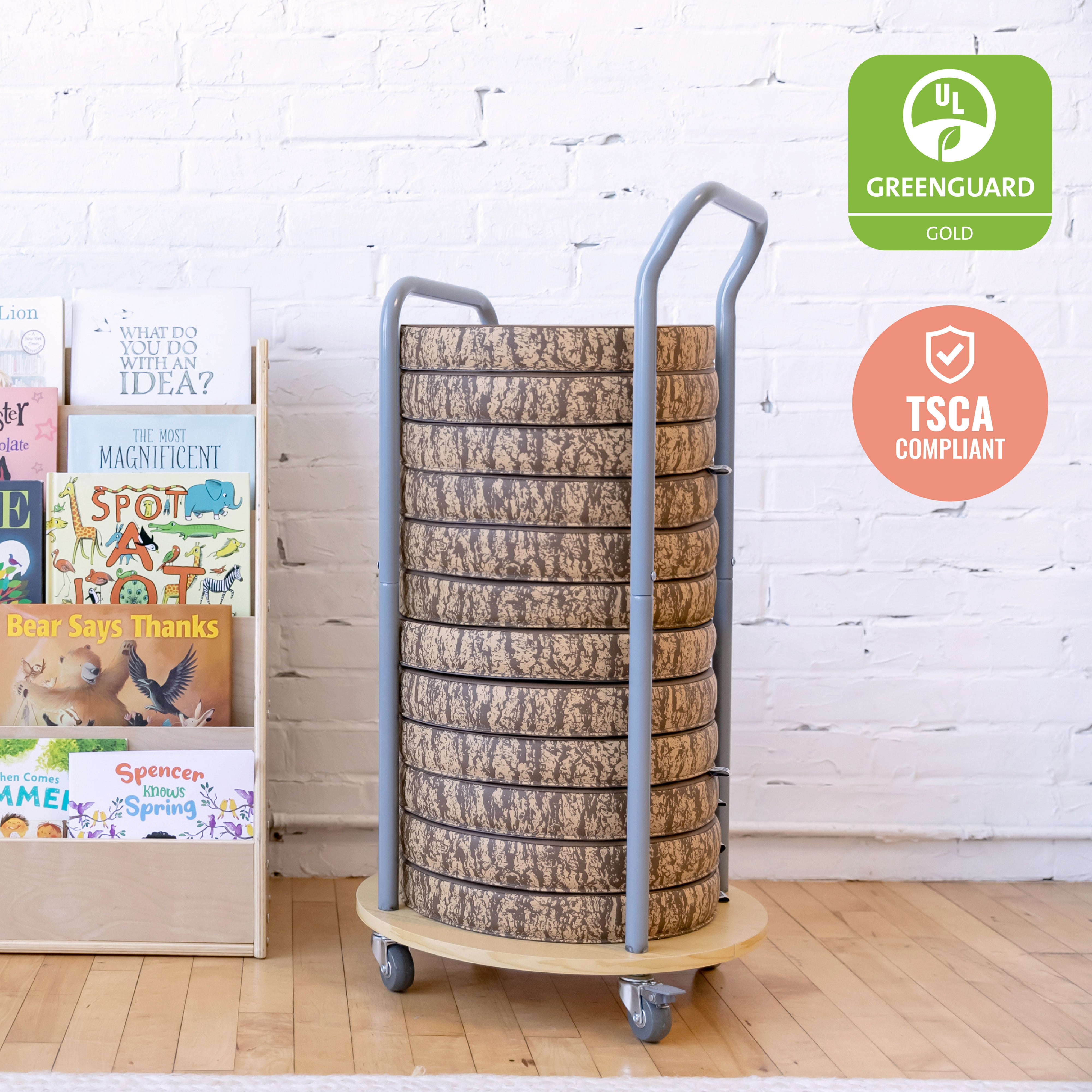 Mobile Cushion Cart, Storage Trolley, Silver