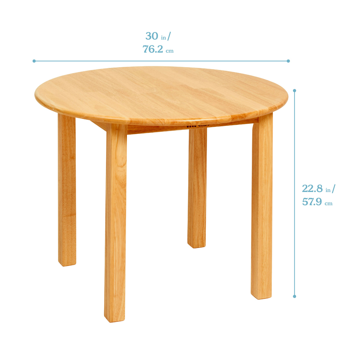 30in Round Hardwood Table and Two Chairs with Storage, 12in Seat Height, 3-Piece