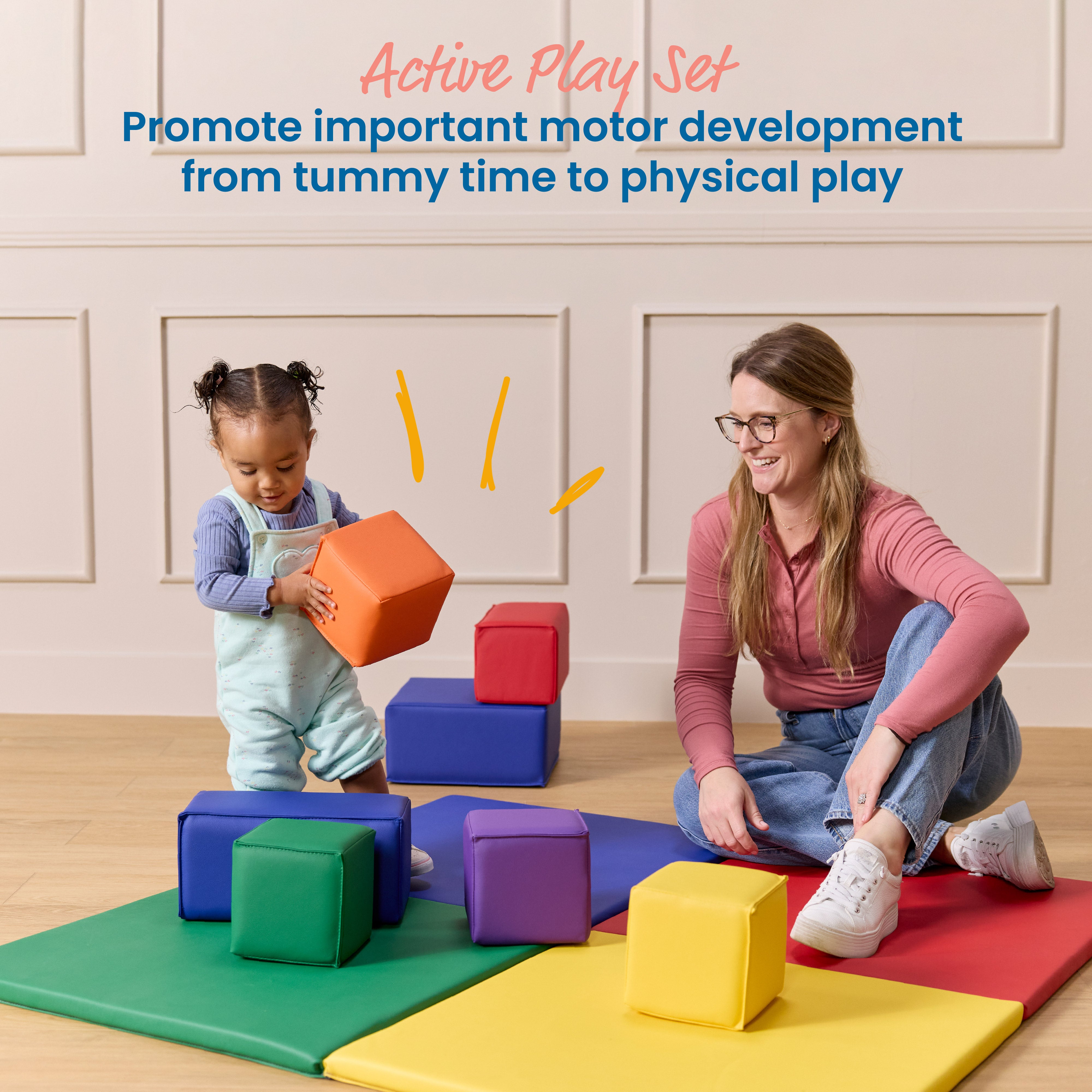 Quad Fold-N-Go Activity Mat and Toddler Blocks, 8-Piece