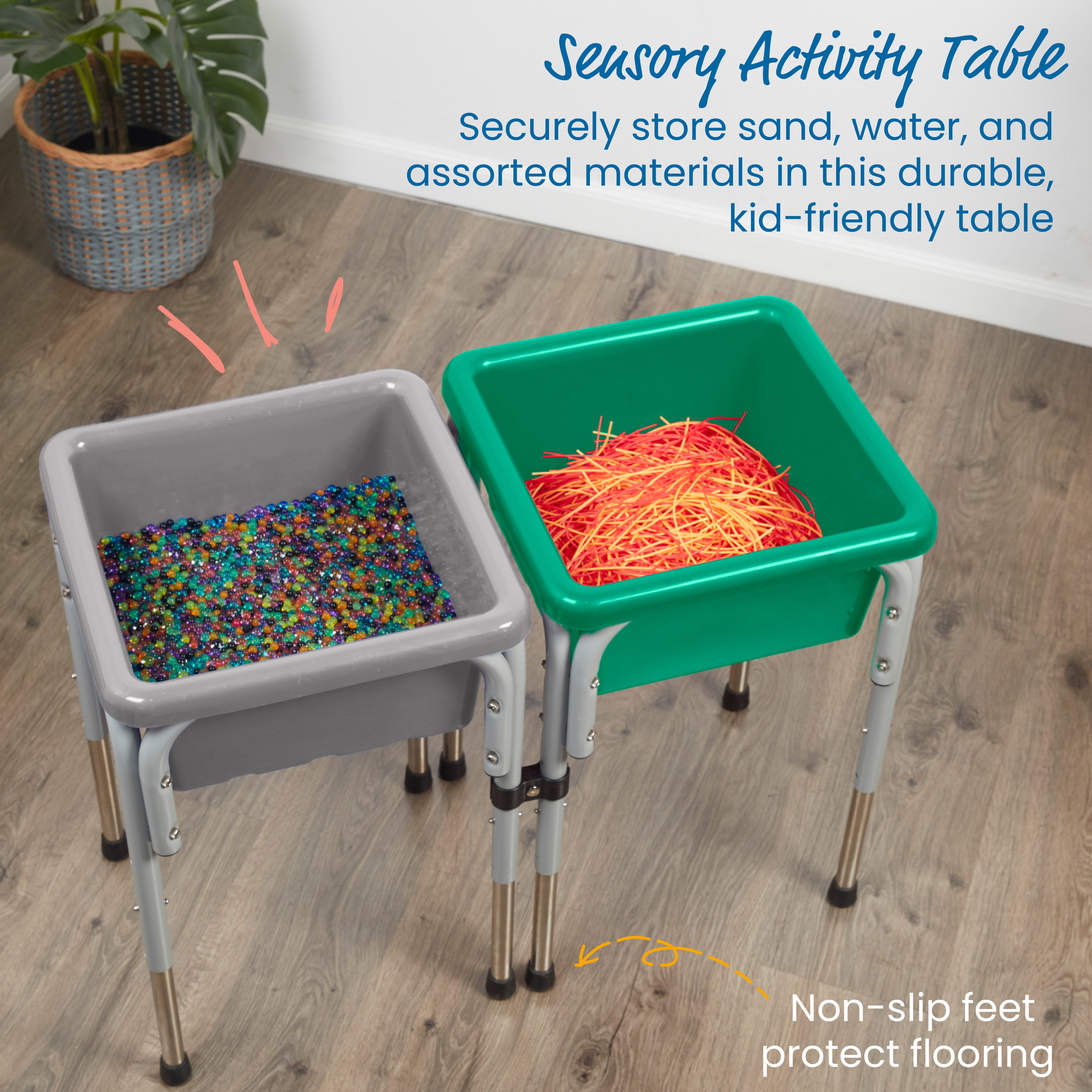 2-Station Sand and Water Adjustable Play Table, Sensory Bins