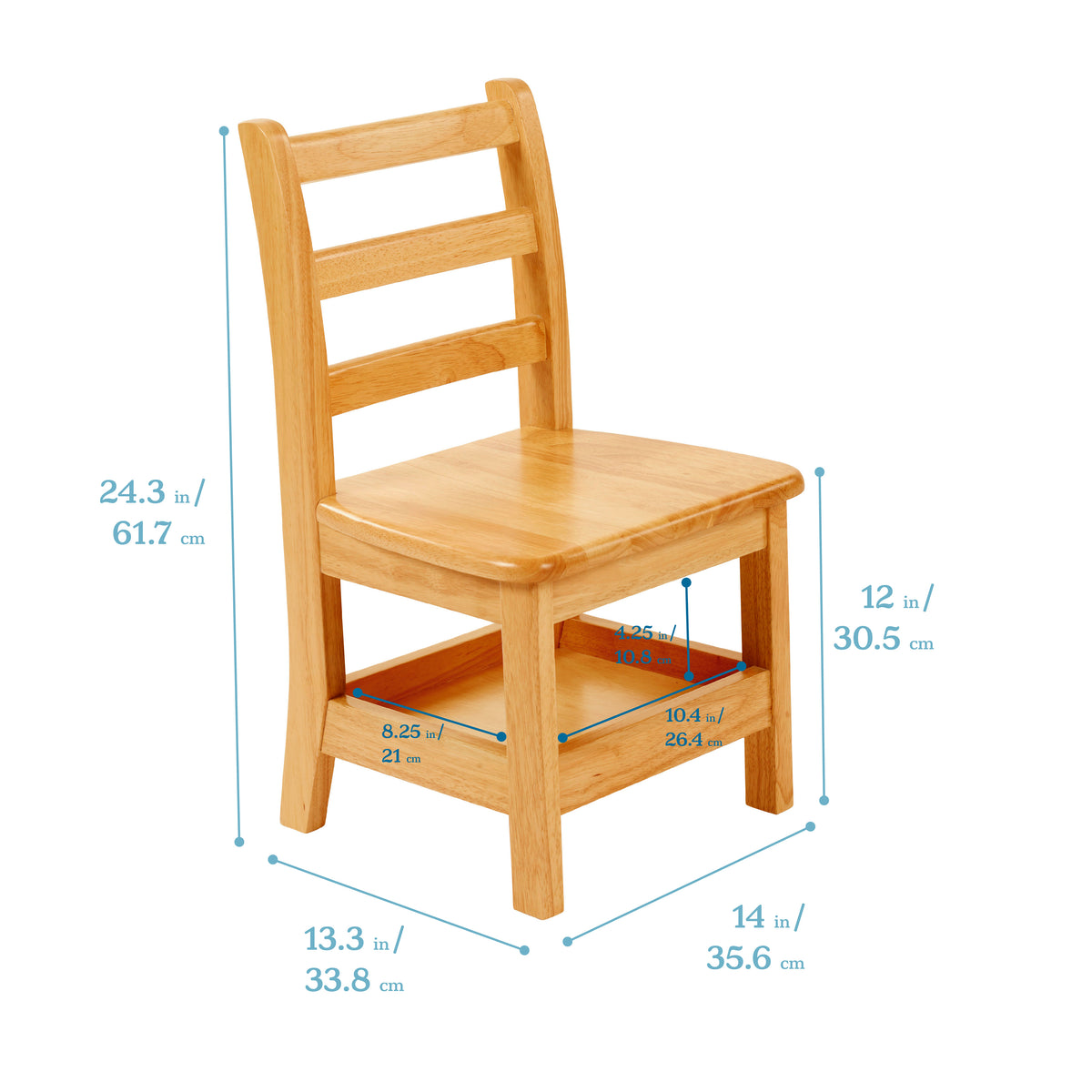 30in x 48in Rectangular Hardwood Table and Four Chairs with Storage, 12in Seat Height, 5-Piece
