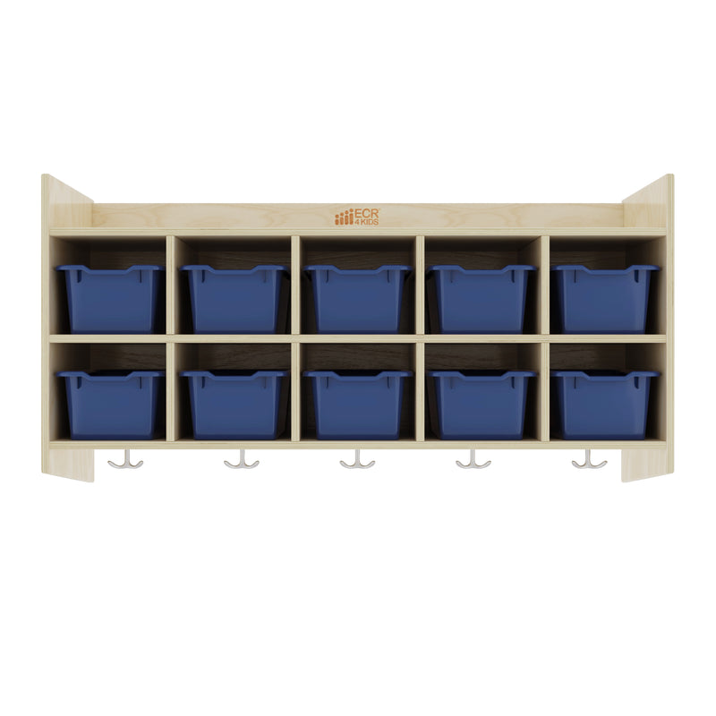 10-Section Hanging Coat Locker with Shelf and 10 Scoop Front Storage Bins