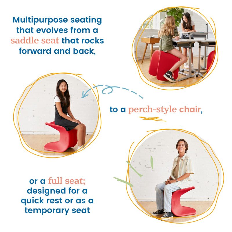 Wave Seat, Active Learning Chair, Flexible Seating, 18in - 19.6in Seat Height