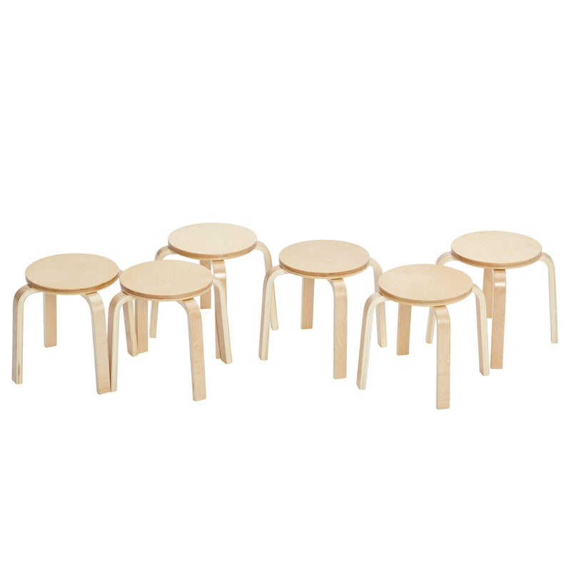 Bentwood Stackable Stools, Classroom Furniture, 6-Piece