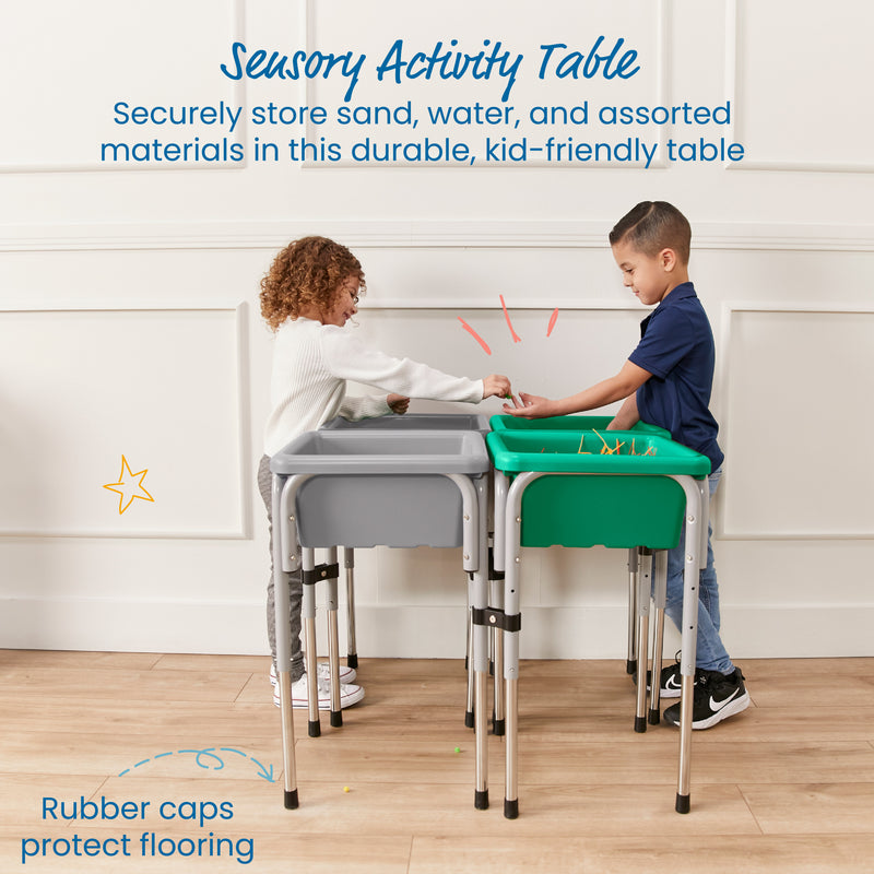 4-Station Sand and Water Adjustable Play Table, Sensory Bins
