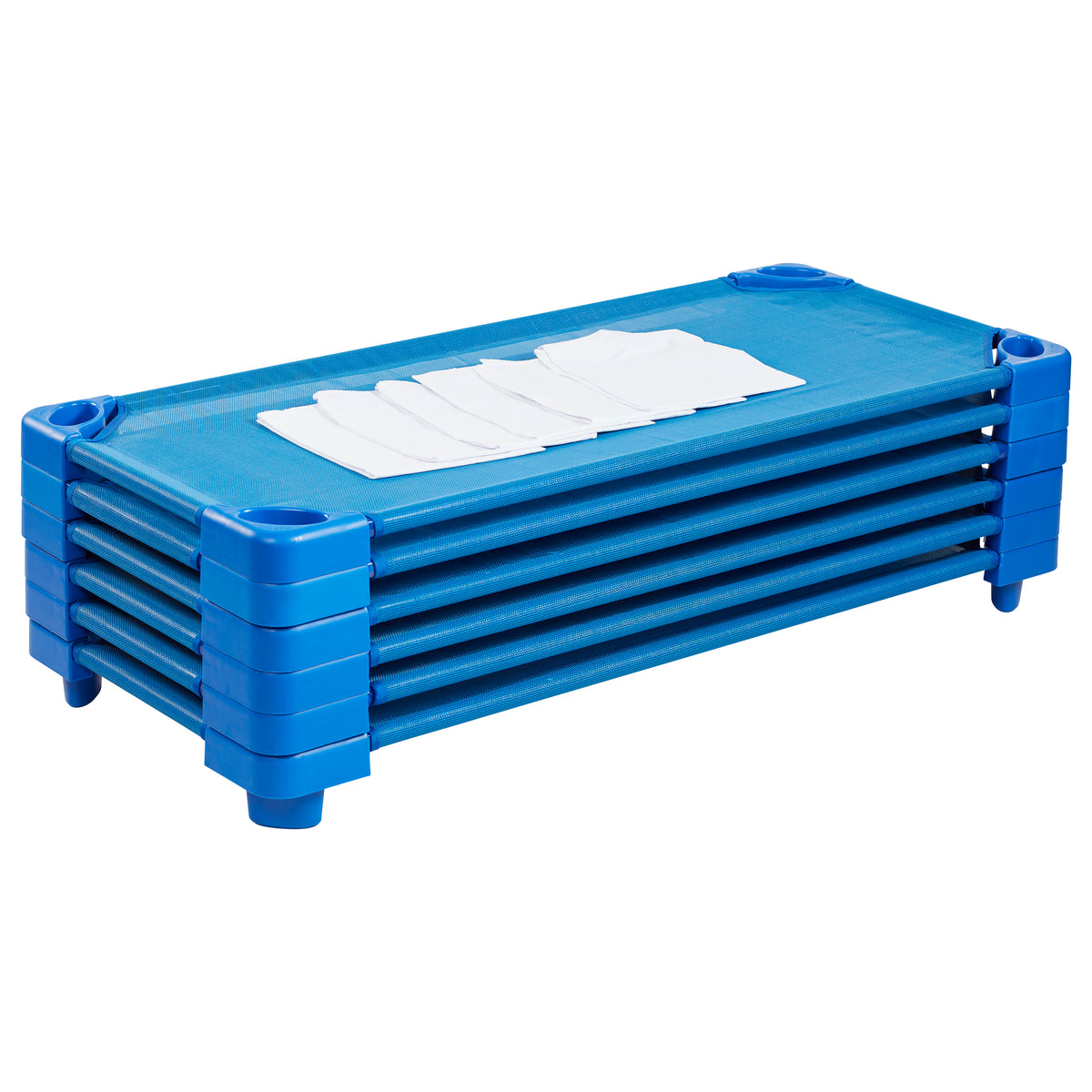 Stackable Kiddie Cot with Sheet, RTA, Standard Size, 6-Pack