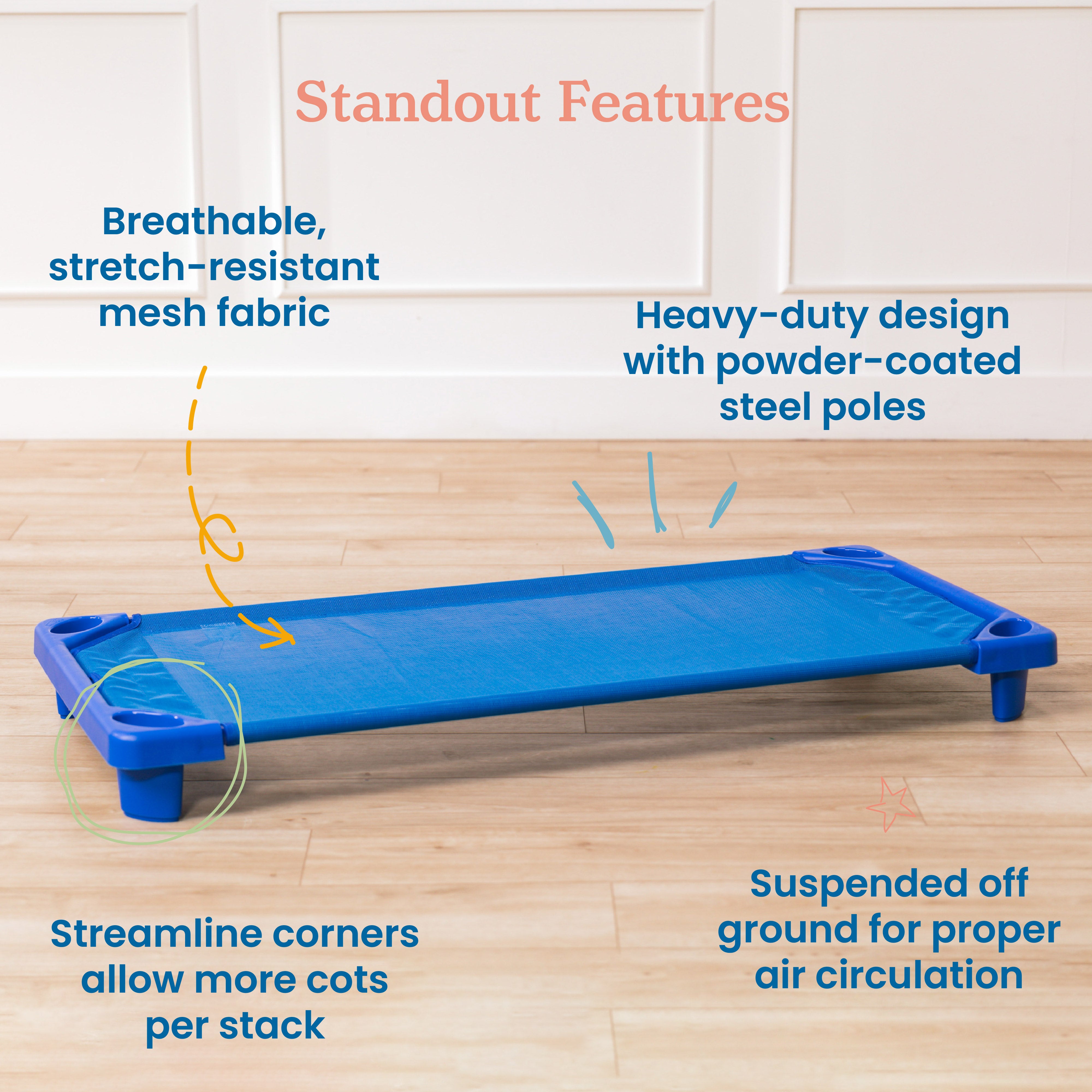 Stackable Kiddie Cots with Trolley, RTA, Standard, 6-Pack